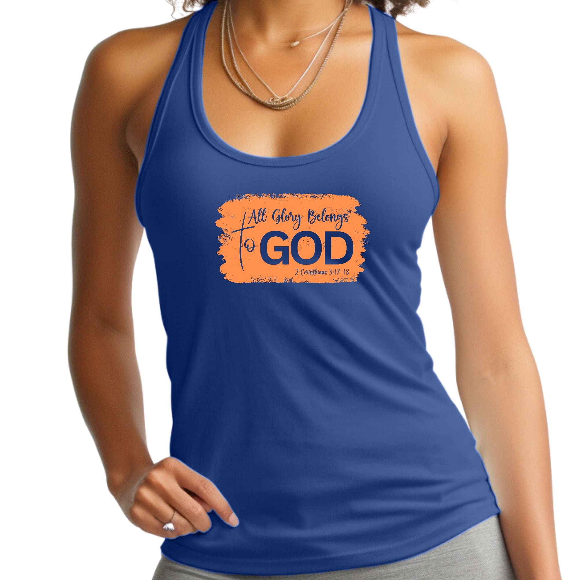 Womens Fitness Tank Top Graphic T-shirt - All Glory Belongs to God