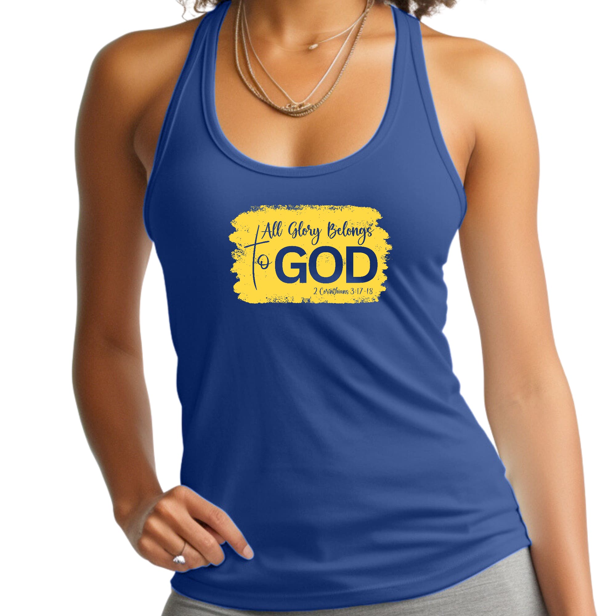 Womens Fitness Tank Top Graphic T-shirt - All Glory Belongs to God