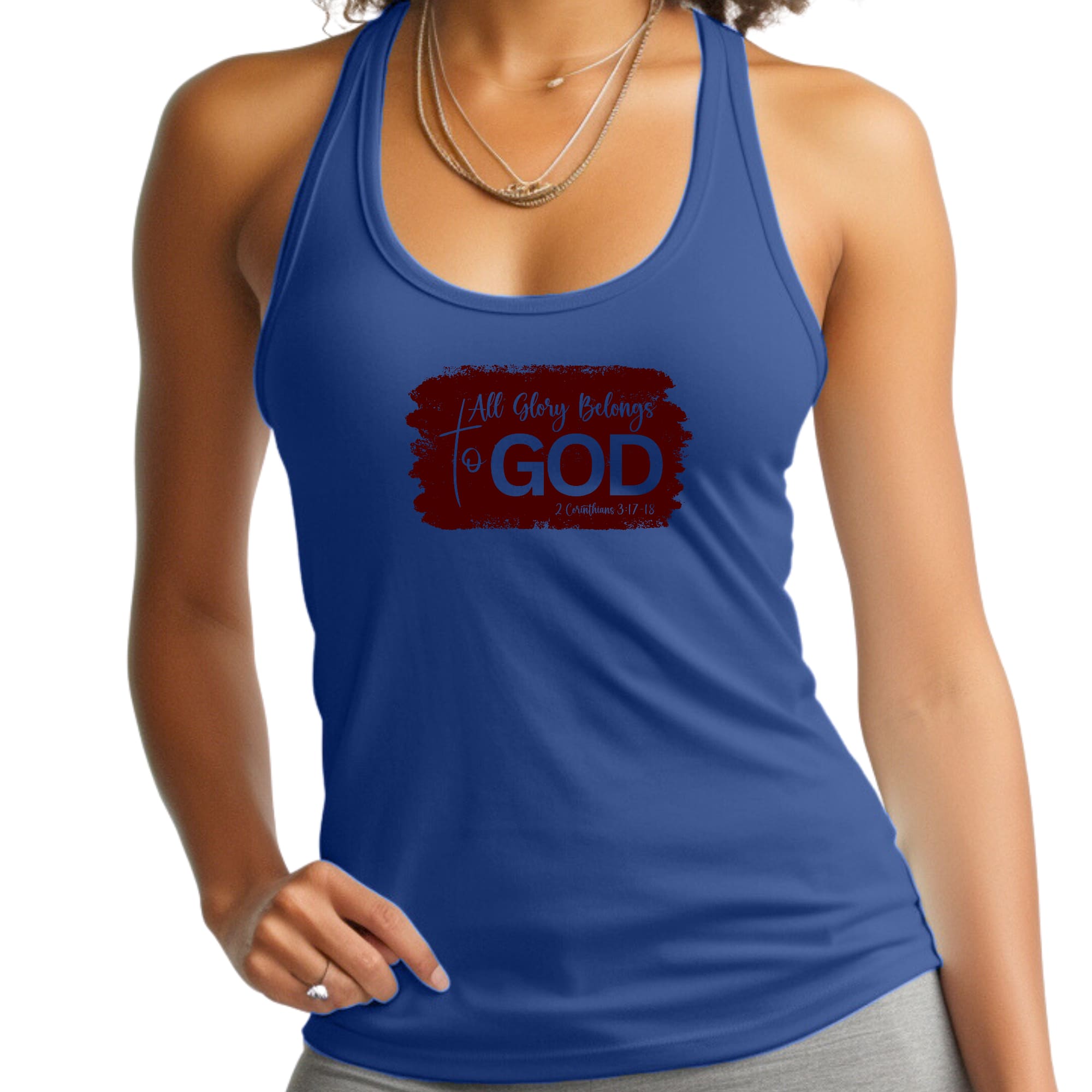 Womens Fitness Tank Top Graphic T-shirt - All Glory Belongs to God
