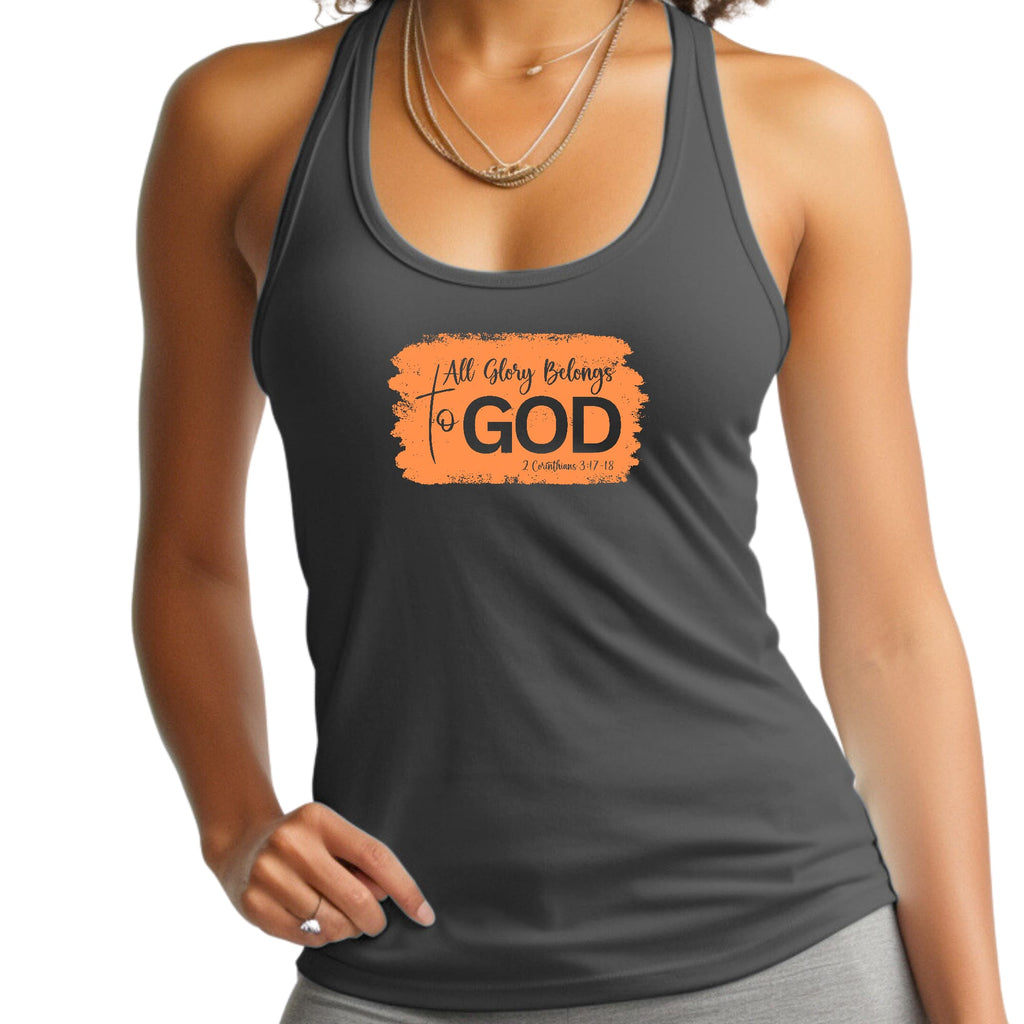 Womens Fitness Tank Top Graphic T-shirt - All Glory Belongs to God