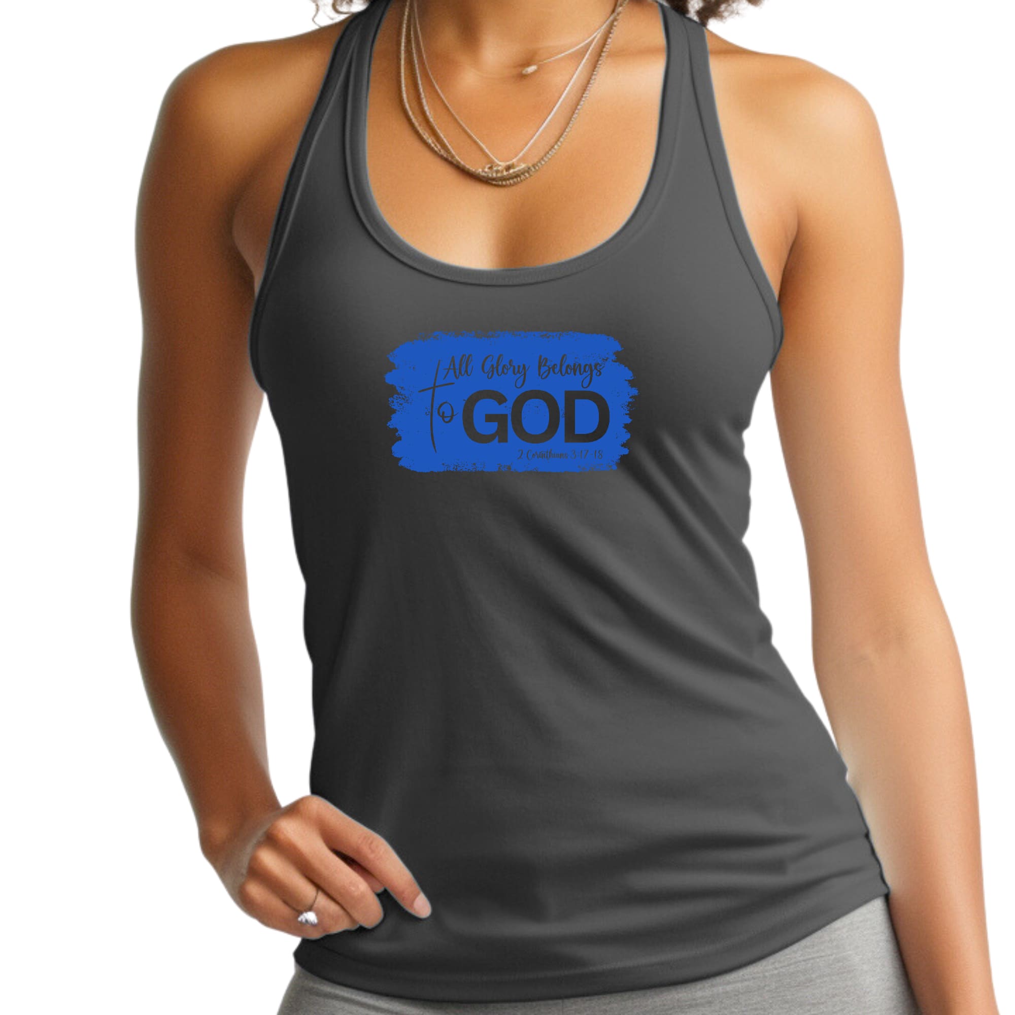 Womens Fitness Tank Top Graphic T-shirt - All Glory Belongs to God