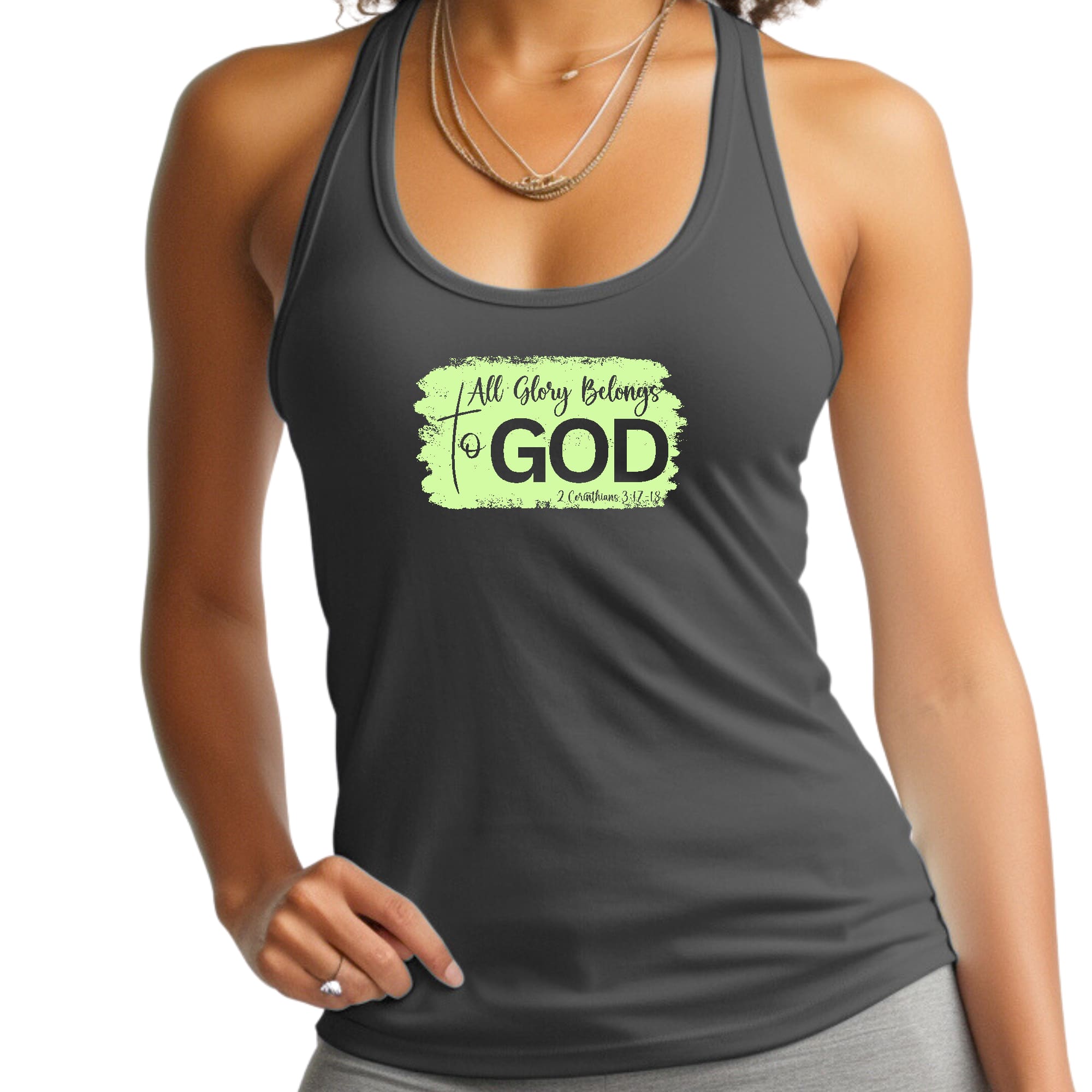 Womens Fitness Tank Top Graphic T-shirt - All Glory Belongs to God