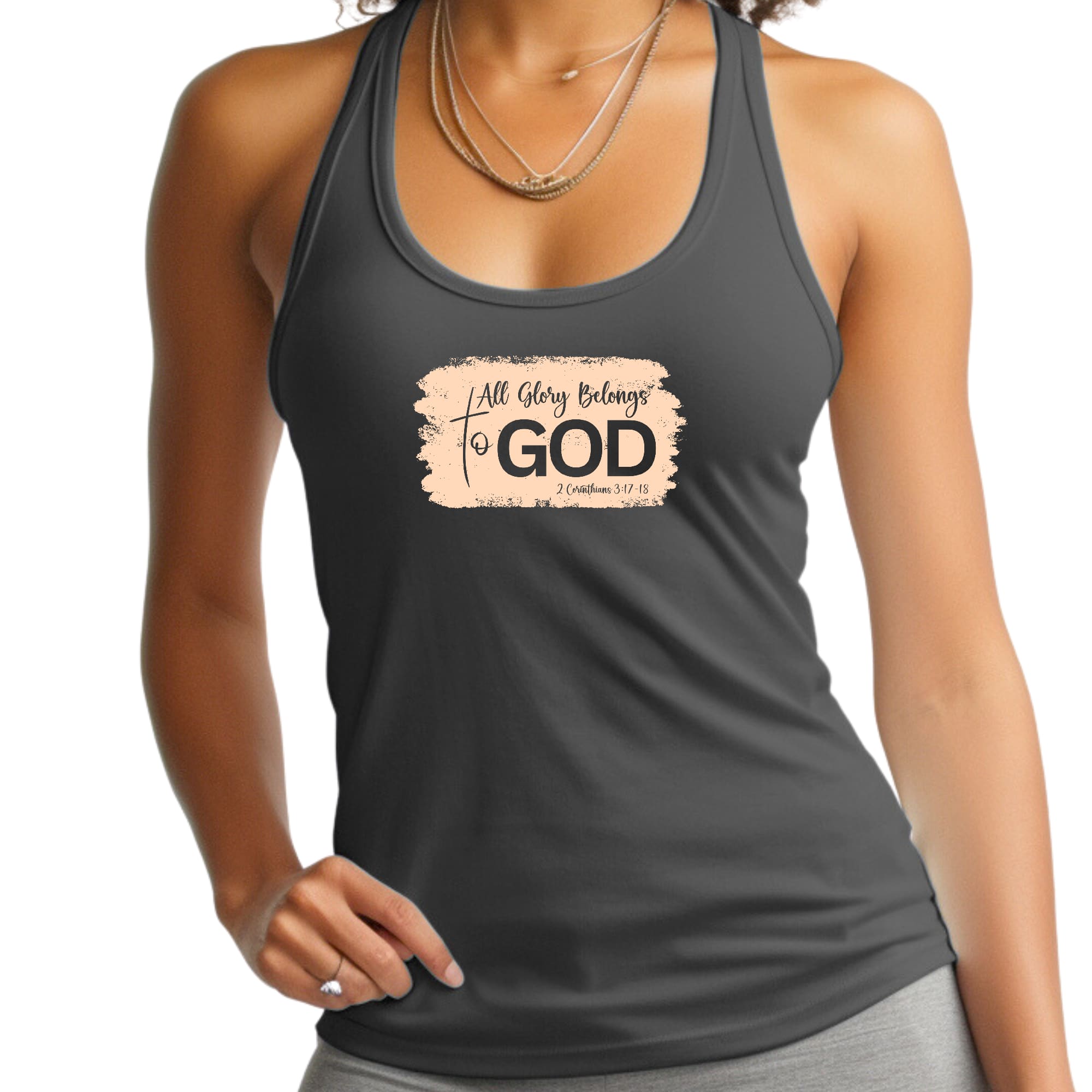Womens Fitness Tank Top Graphic T-shirt - All Glory Belongs to God