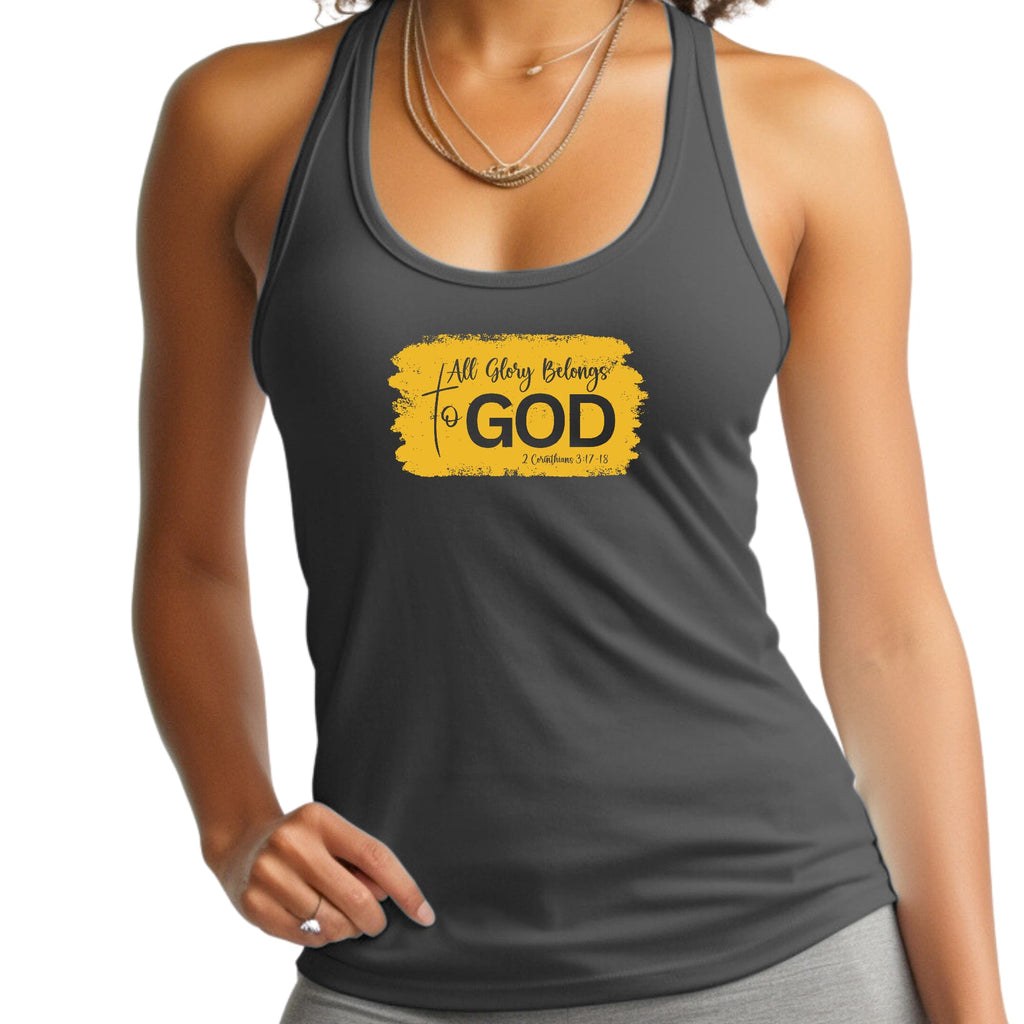 Womens Fitness Tank Top Graphic T-shirt - All Glory Belongs to God