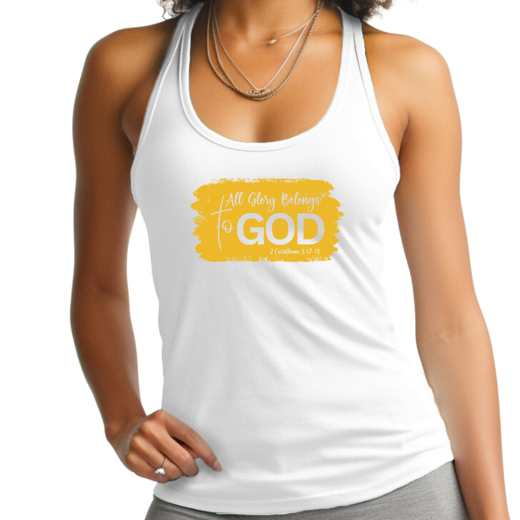 Womens Fitness Tank Top Graphic T-shirt - All Glory Belongs to God