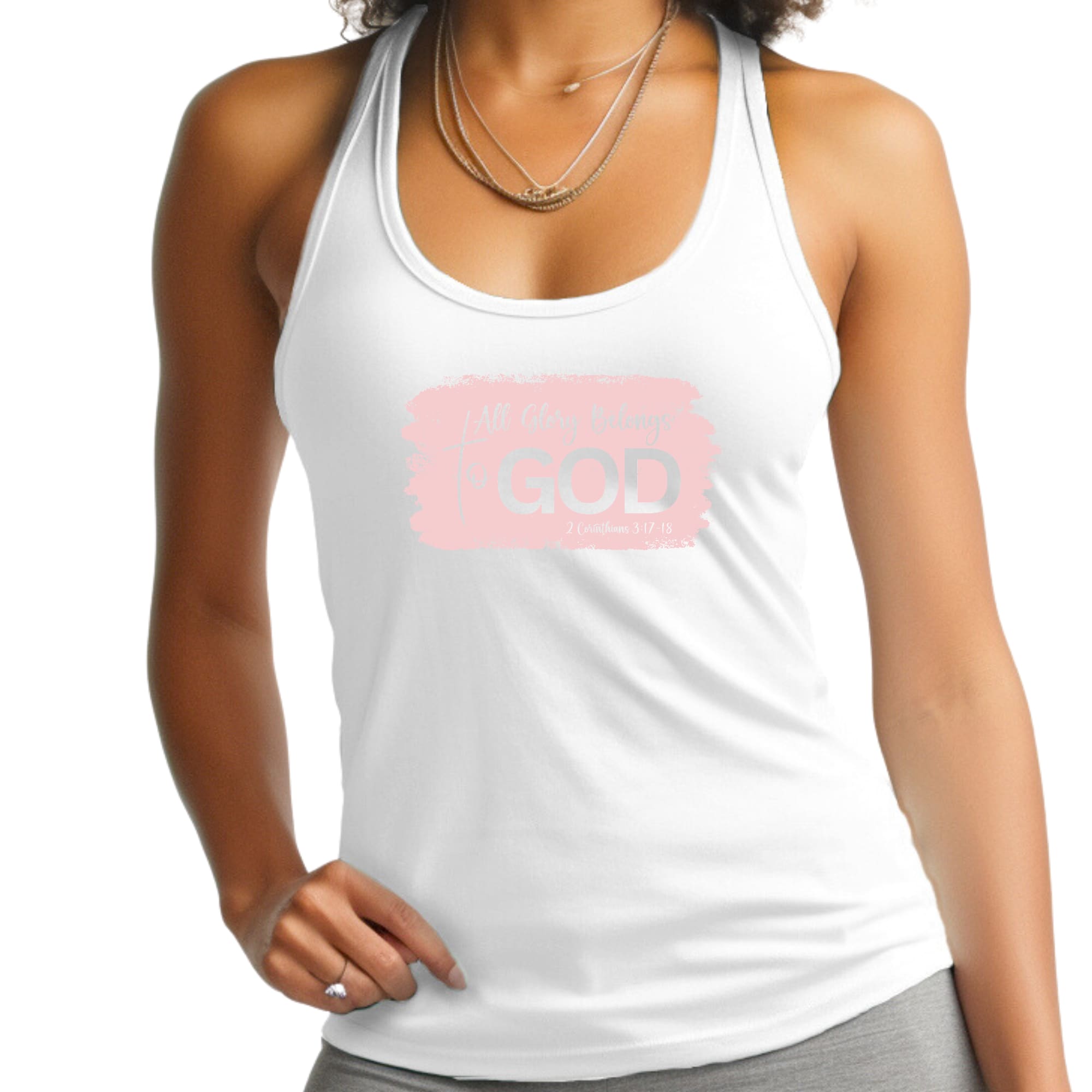 Womens Fitness Tank Top Graphic T-shirt - All Glory Belongs to God