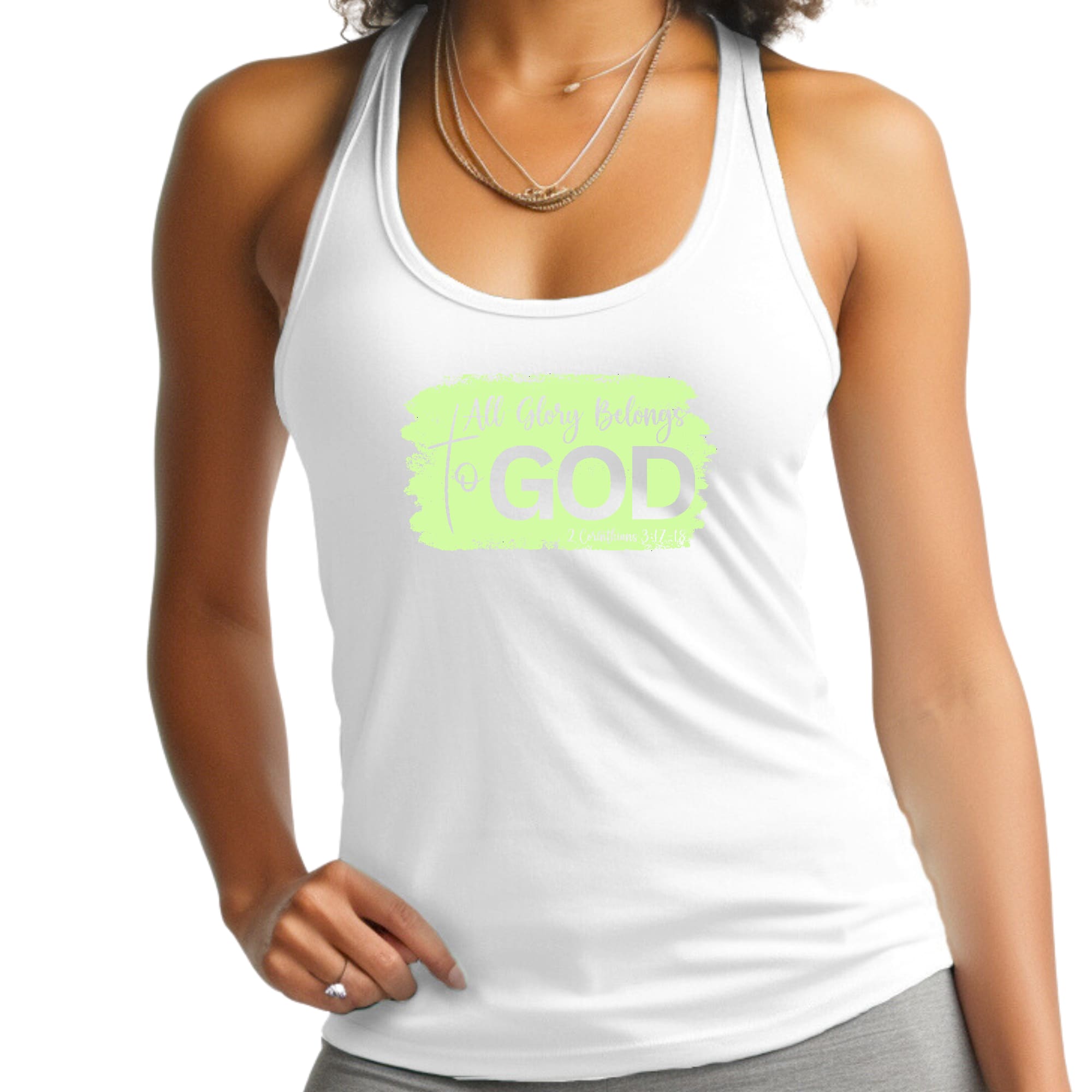 Womens Fitness Tank Top Graphic T-shirt - All Glory Belongs to God