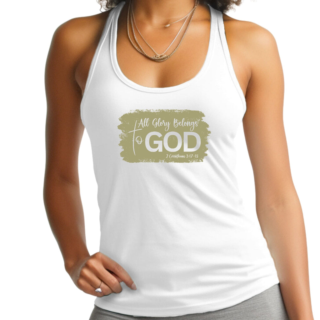 Womens Fitness Tank Top Graphic T-shirt - All Glory Belongs to God