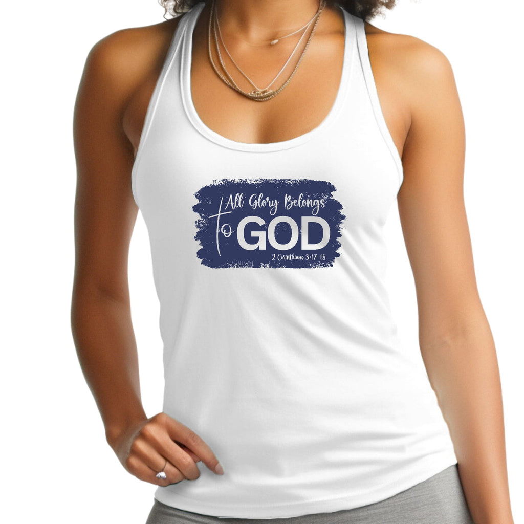 Womens Fitness Tank Top Graphic T-shirt - All Glory Belongs to God