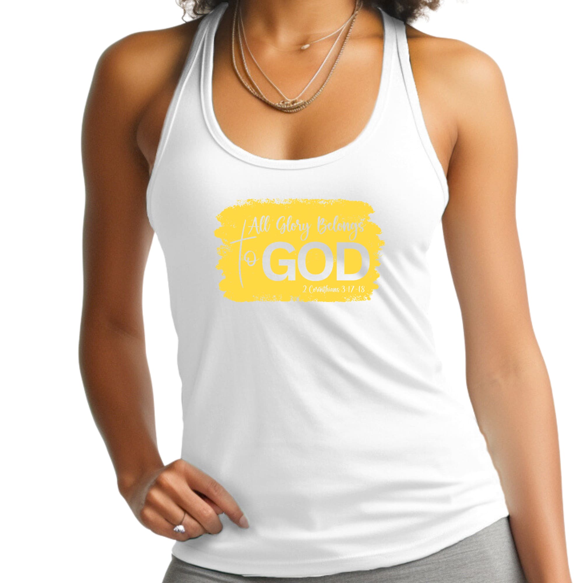 Womens Fitness Tank Top Graphic T-shirt - All Glory Belongs to God