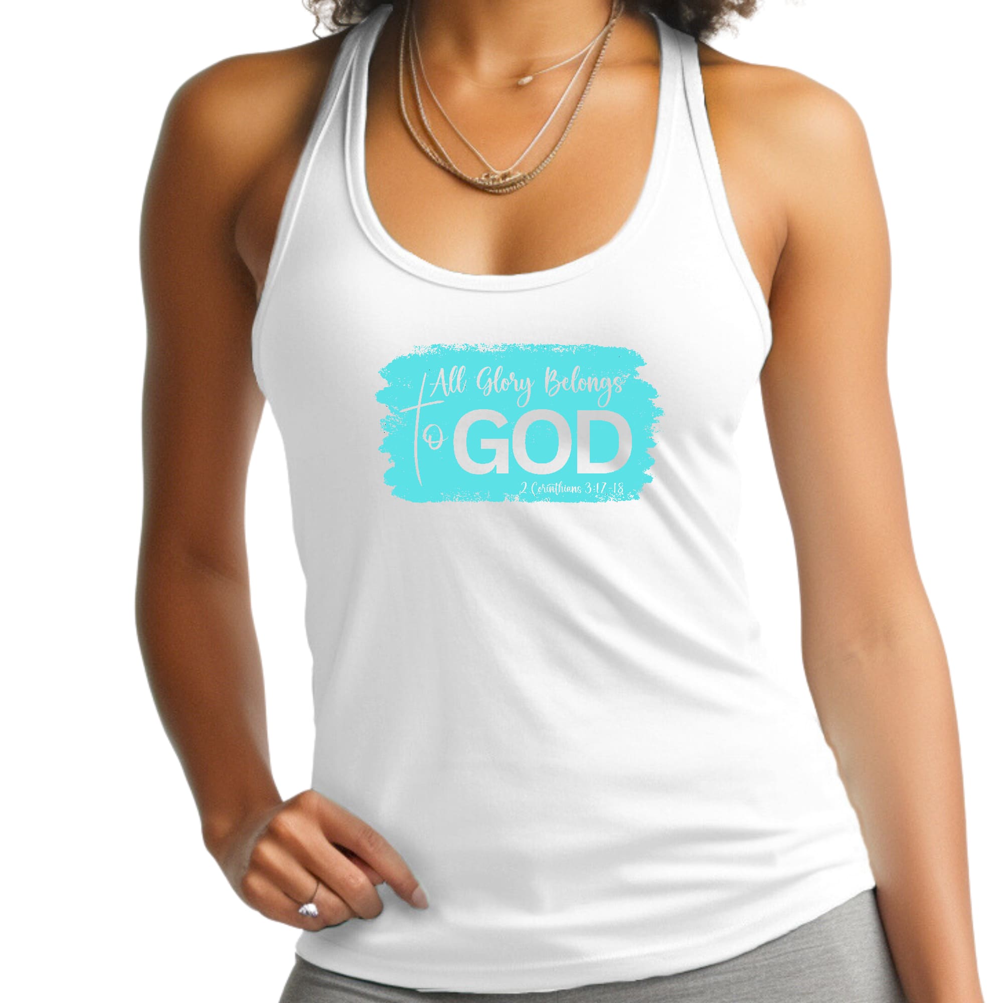 Womens Fitness Tank Top Graphic T-shirt - All Glory Belongs to God