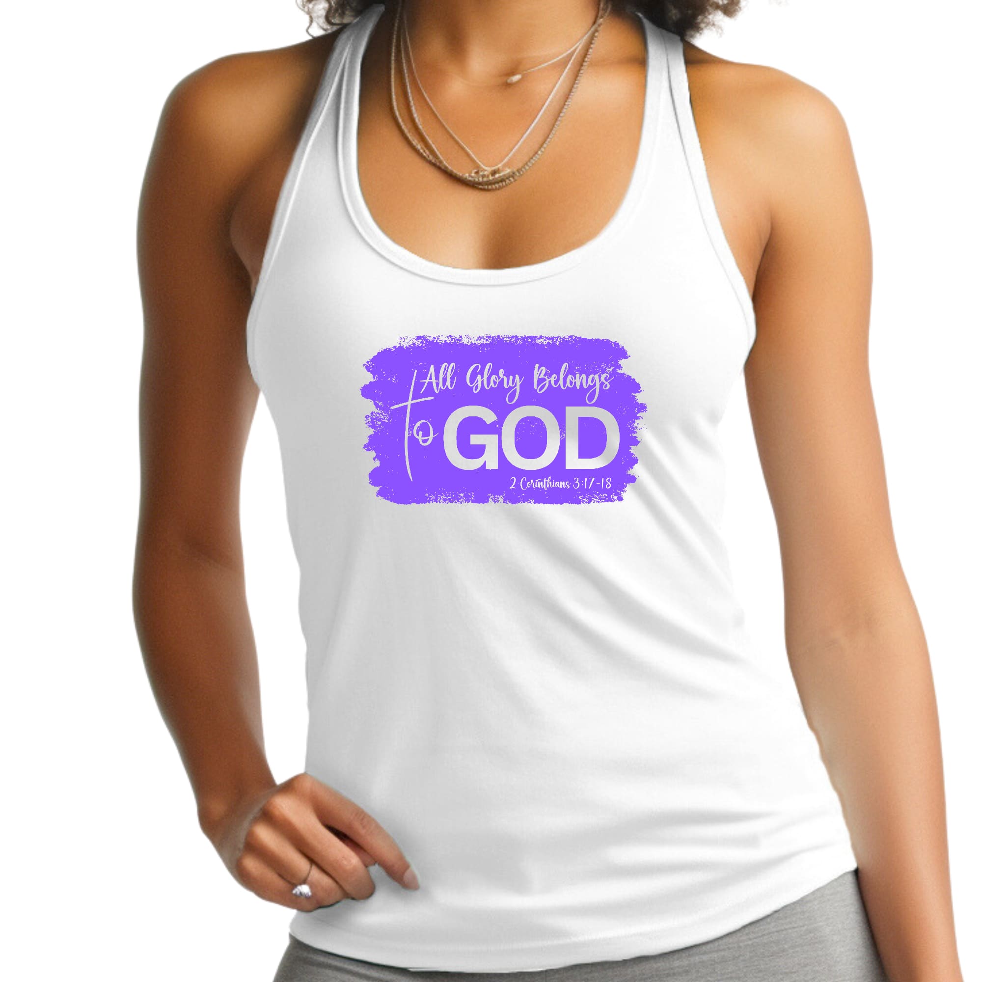 Womens Fitness Tank Top Graphic T-shirt - All Glory Belongs to God