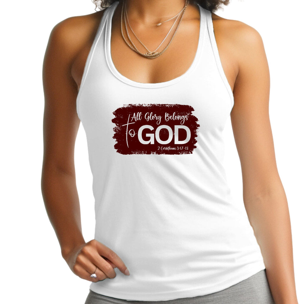 Womens Fitness Tank Top Graphic T-shirt - All Glory Belongs to God