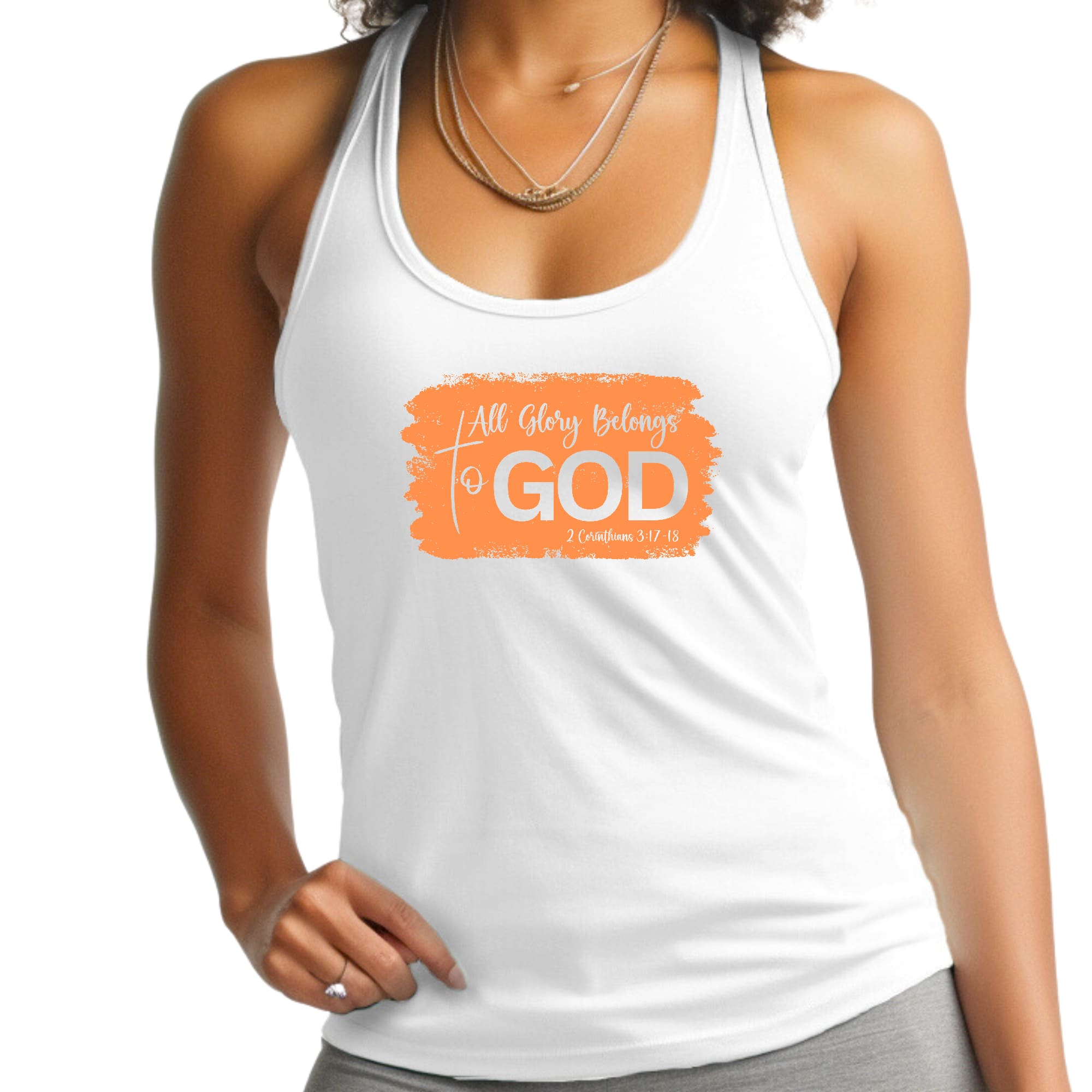 Womens Fitness Tank Top Graphic T-shirt - All Glory Belongs to God