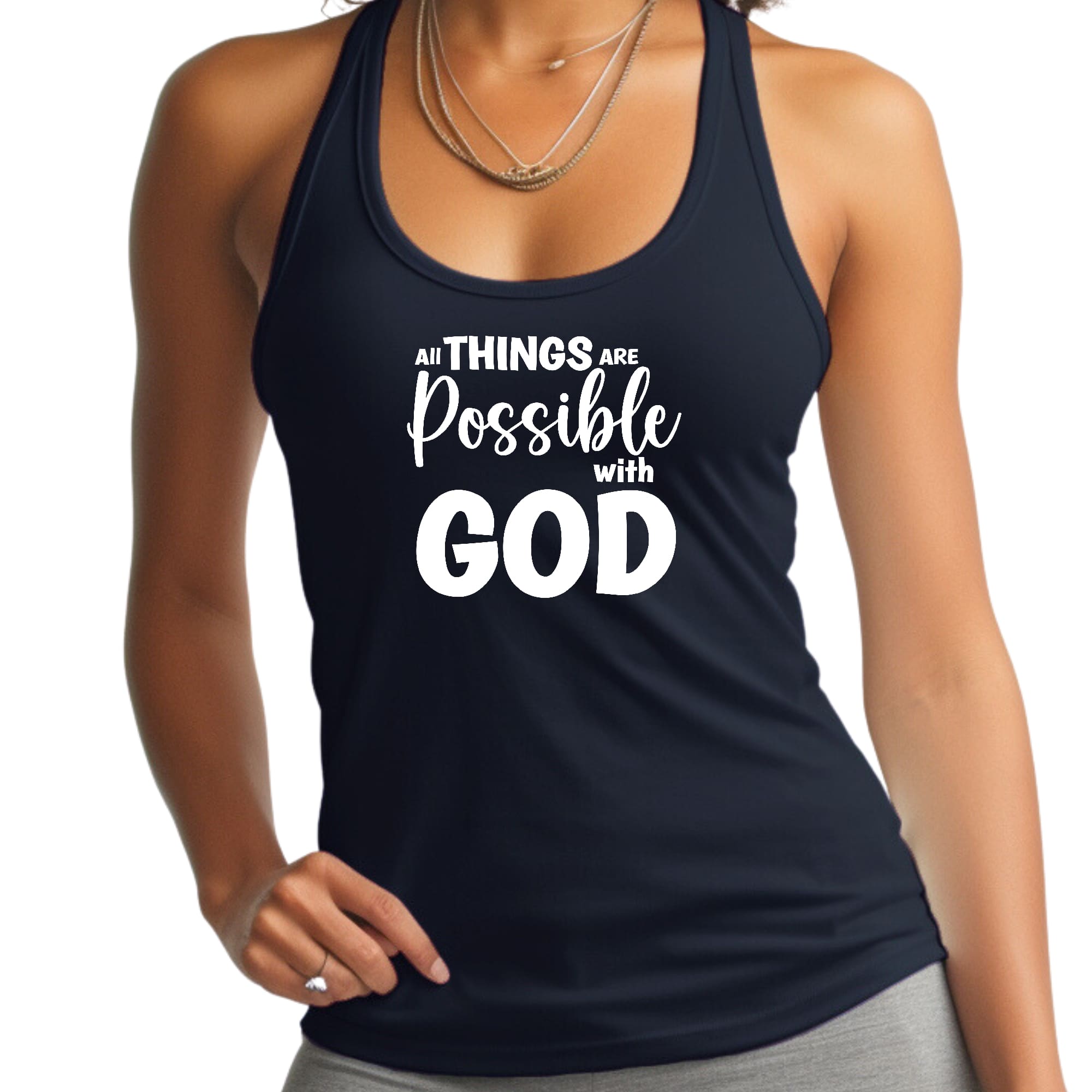 Womens Fitness Tank Top Graphic T-shirt All Things are Possible