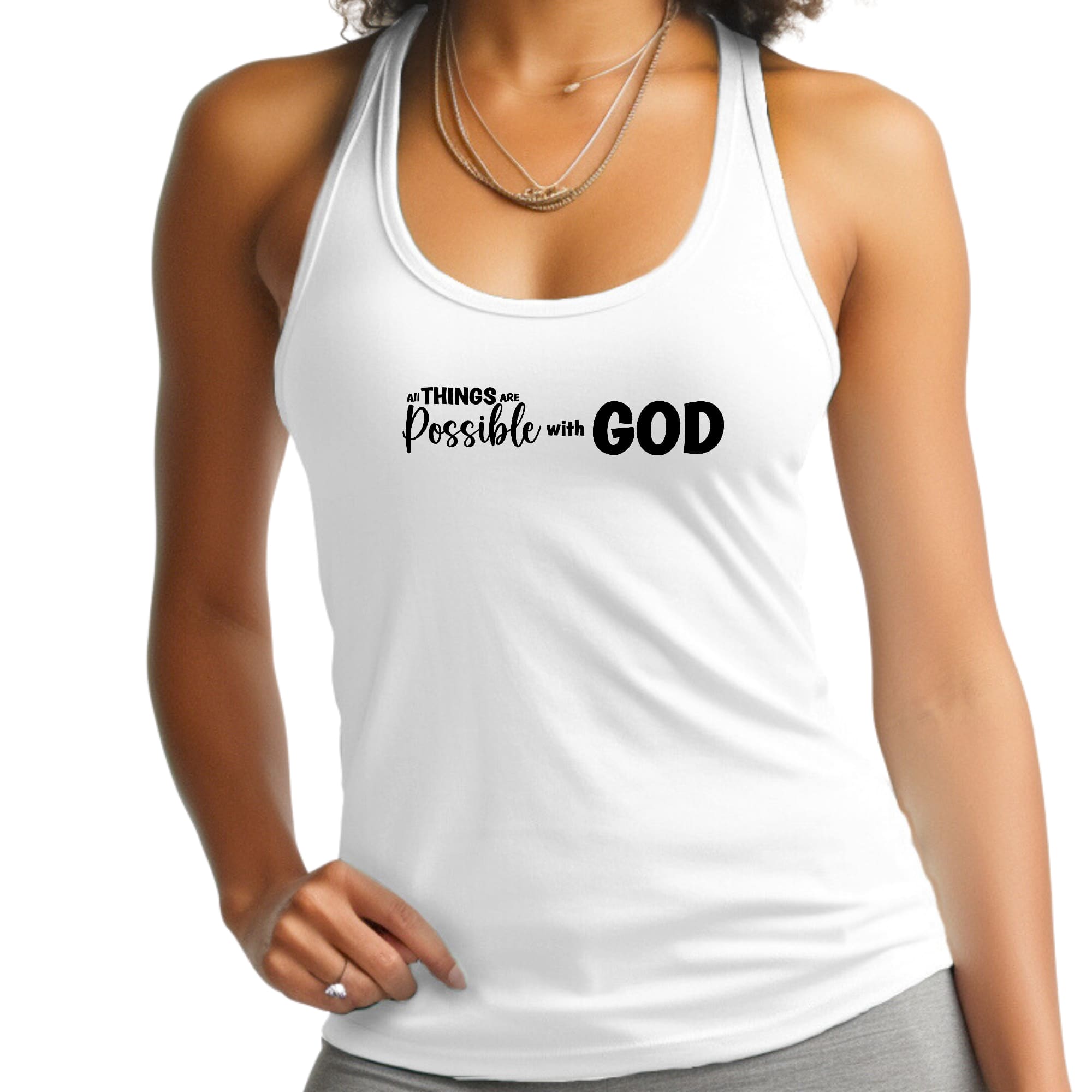 Womens Fitness Tank Top Graphic T-shirt - All Things are Possible