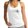 Womens Fitness Tank Top Graphic T-shirt - Anchored Faith Grey