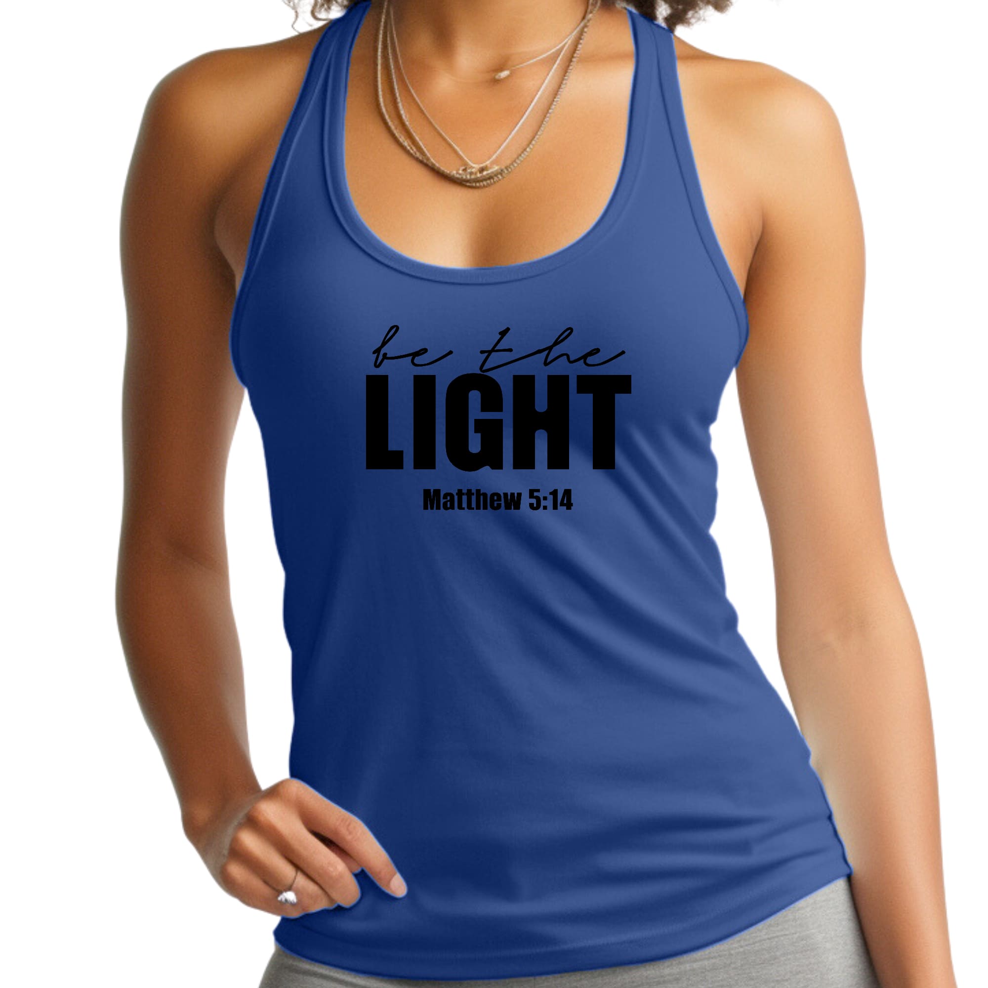 Womens Fitness Tank Top Graphic T-shirt - be the Light Inspirational