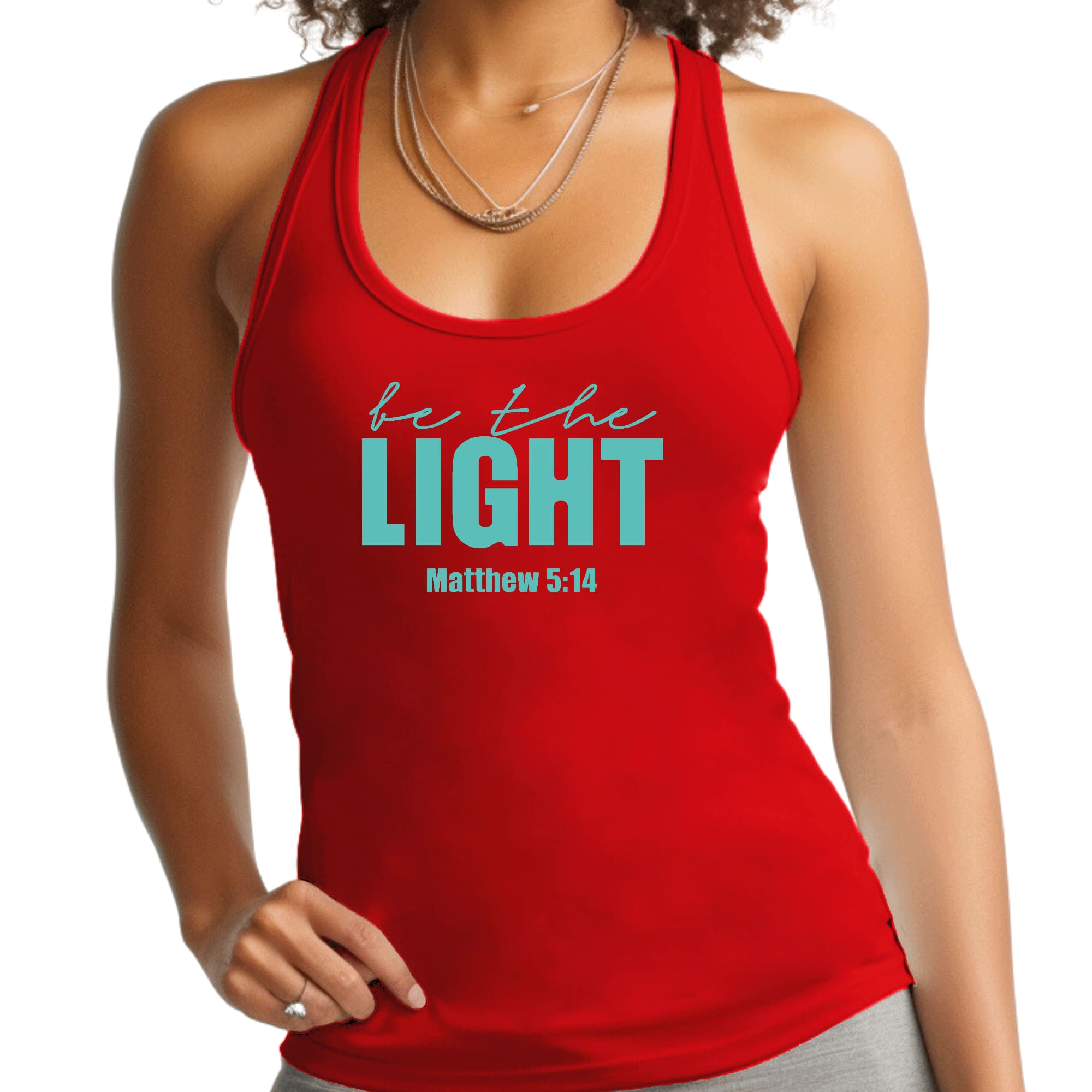 Womens Fitness Tank Top Graphic T-shirt - be the Light Print