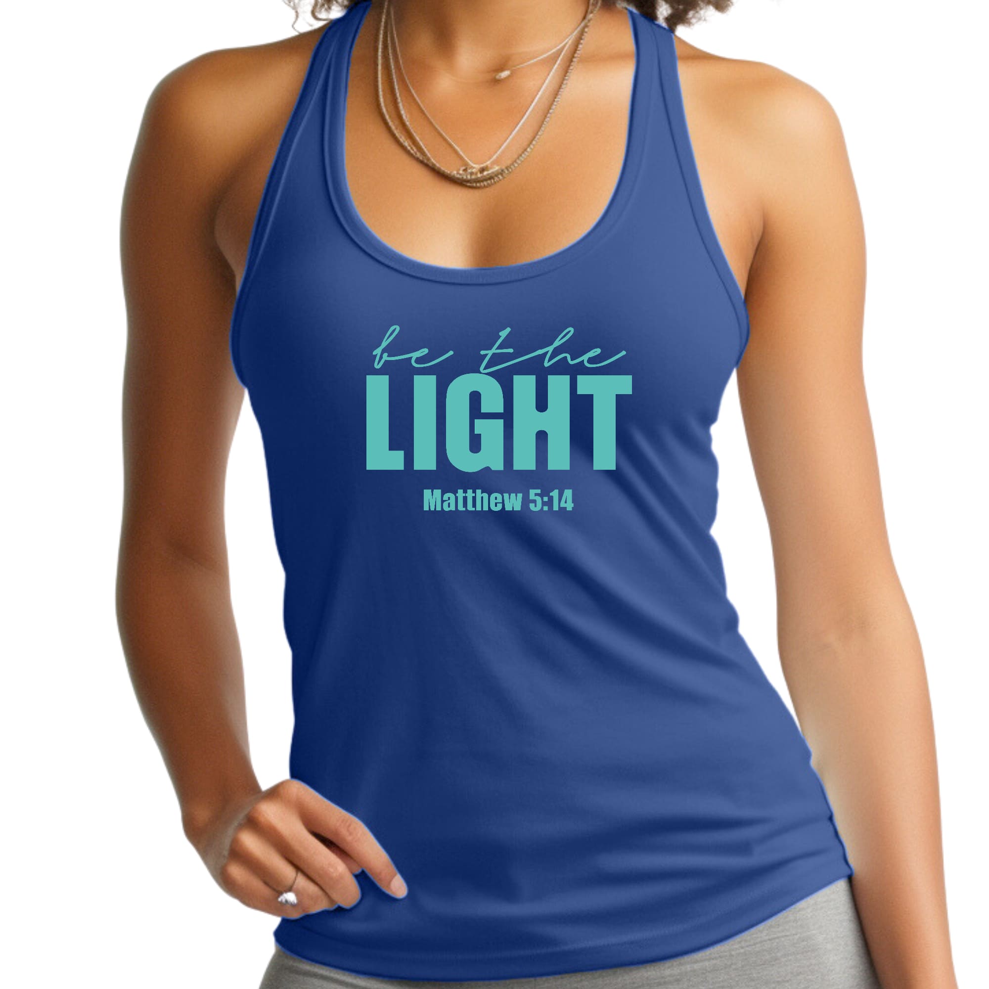 Womens Fitness Tank Top Graphic T-shirt - be the Light Print
