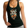 Womens Fitness Tank Top Graphic T-shirt - Christian Cross Floral