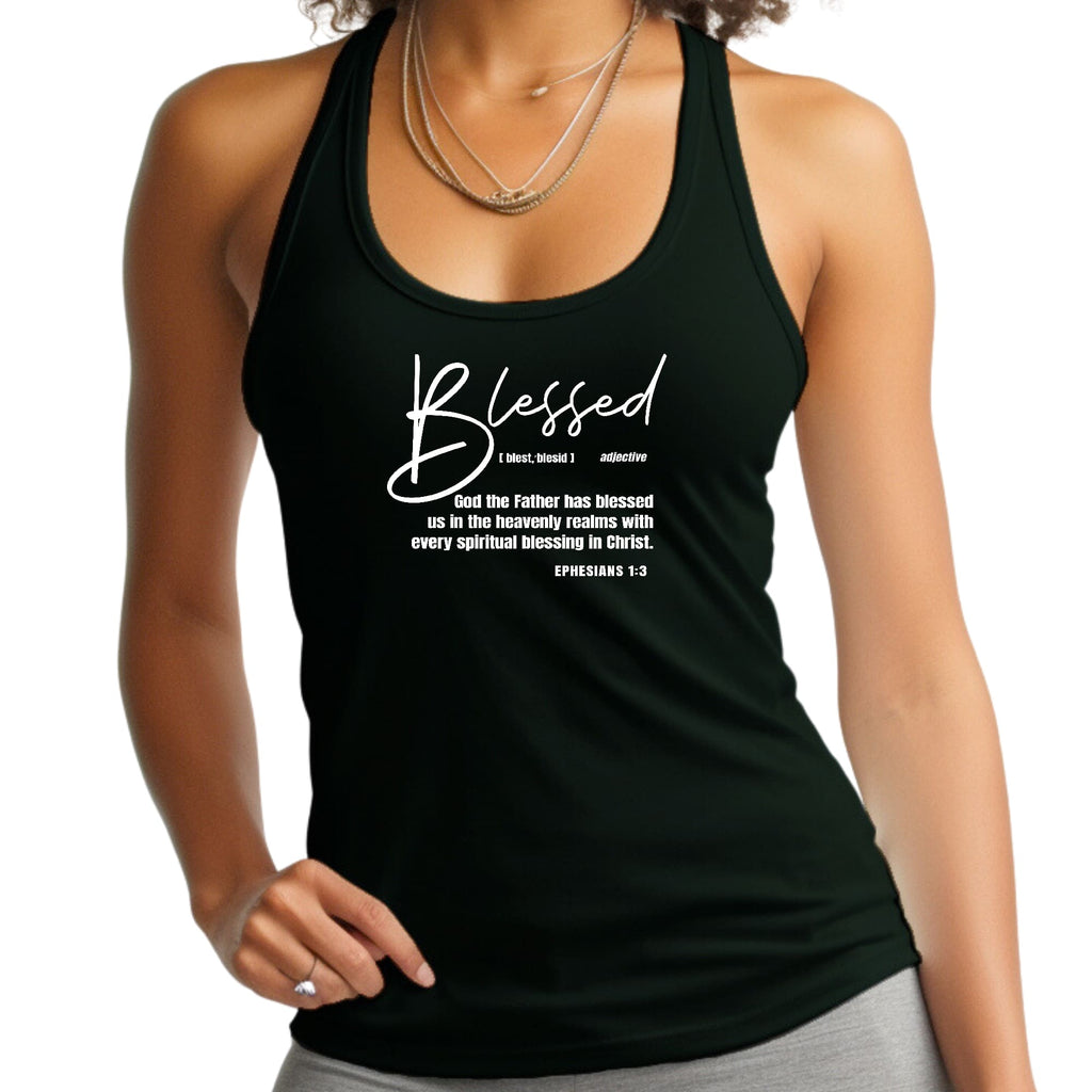 Womens Fitness Tank Top Graphic T-shirt Ephesians - Blessed