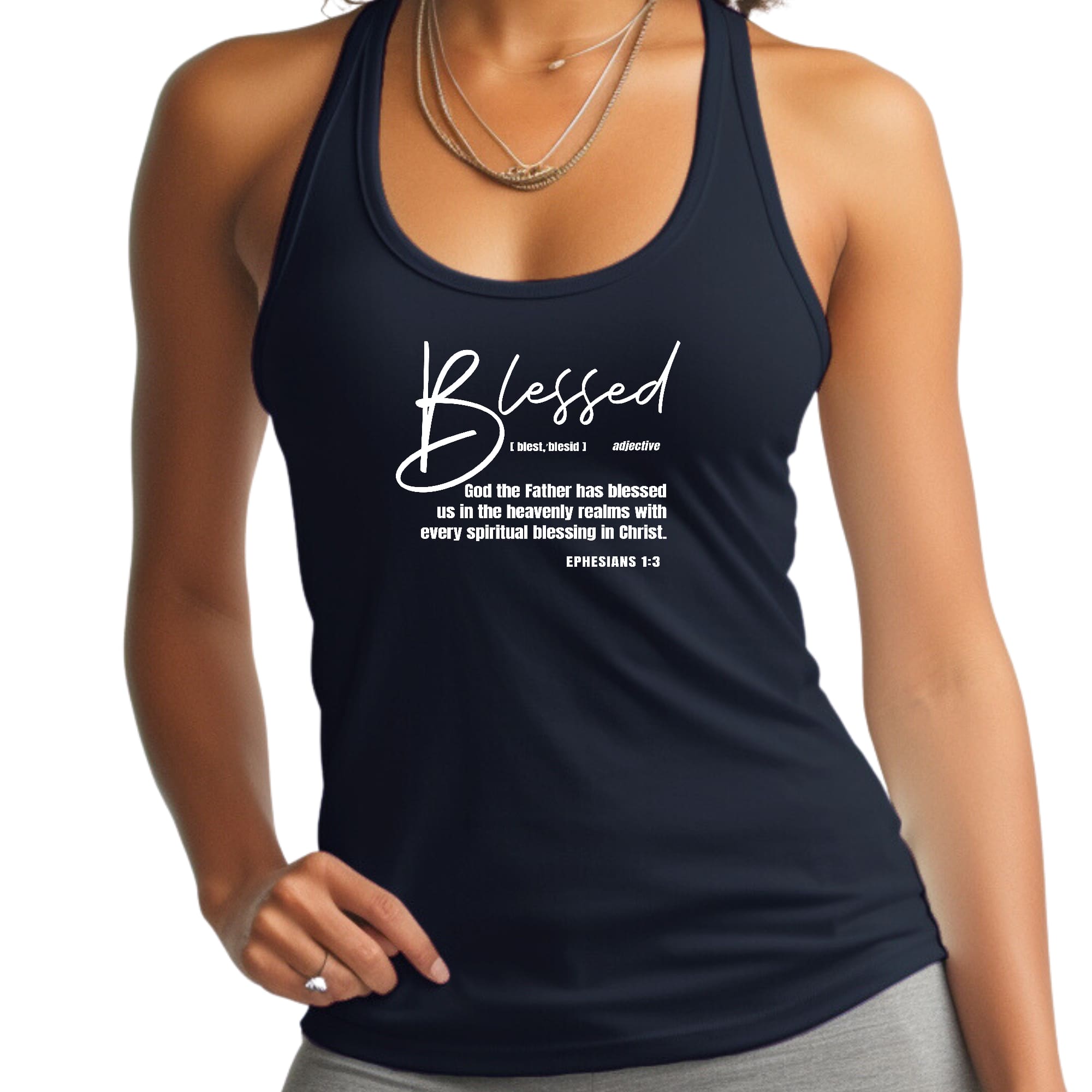 Womens Fitness Tank Top Graphic T-shirt Ephesians - Blessed