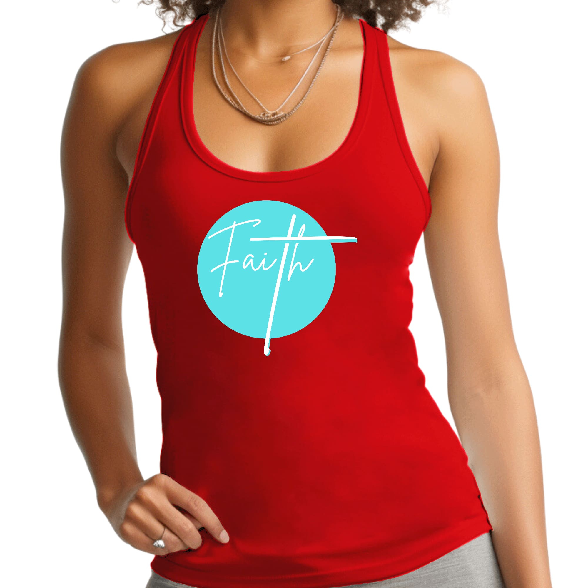 Womens Fitness Tank Top Graphic T-shirt Faith - Christian