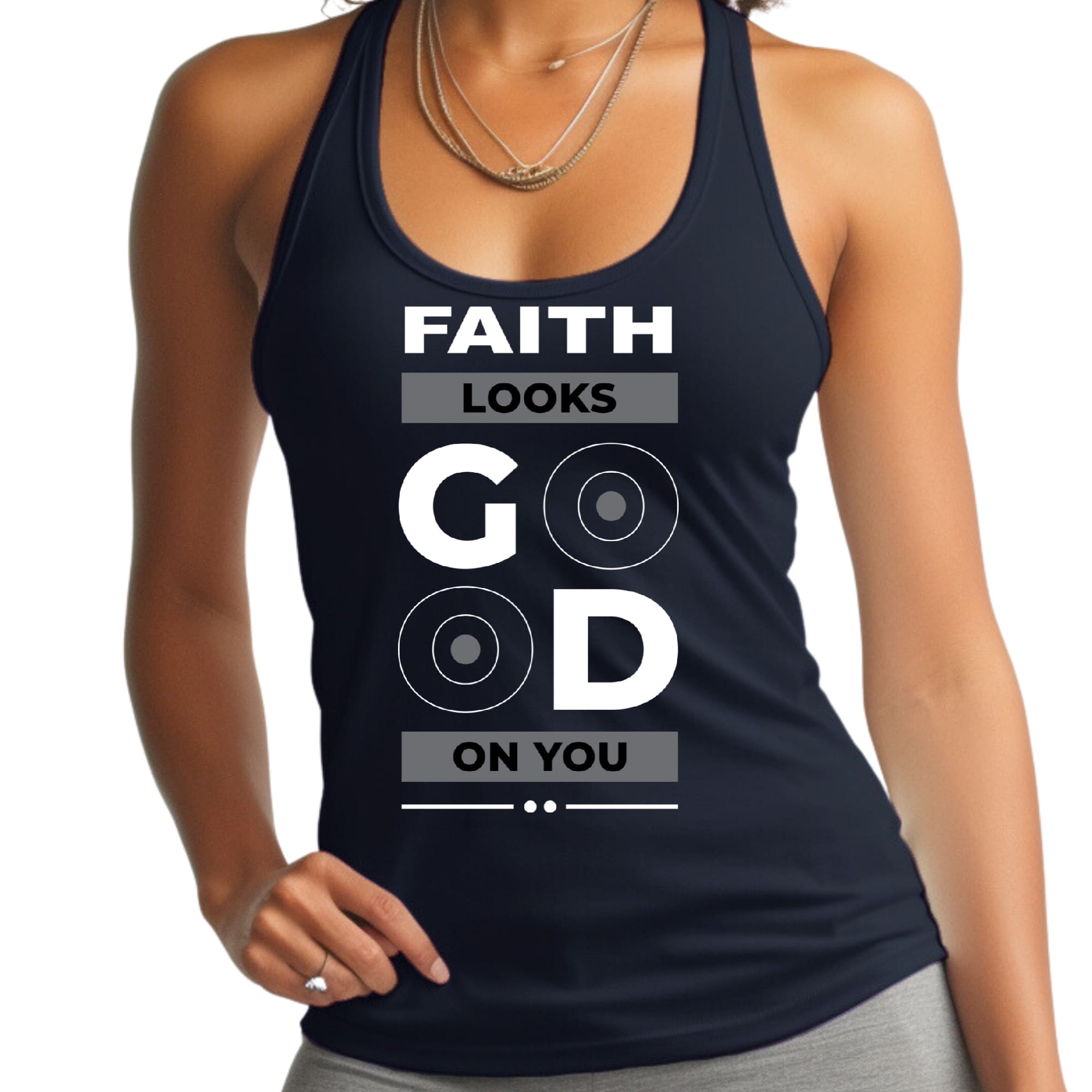 Womens Fitness Tank Top Graphic T-shirt Faith Looks Good