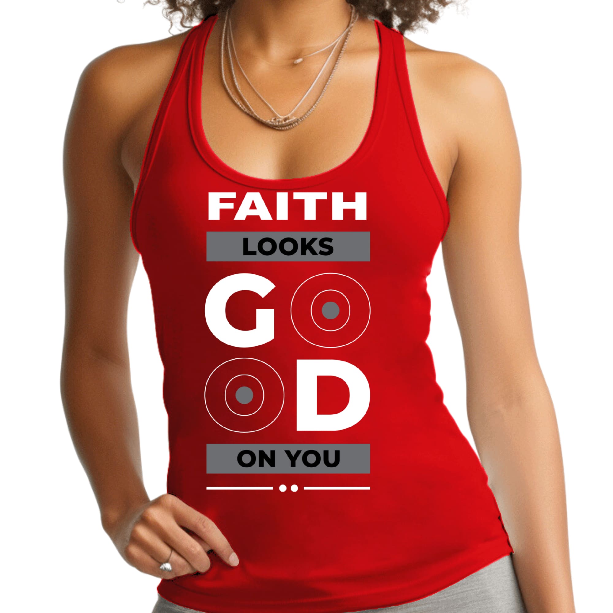 Womens Fitness Tank Top Graphic T-shirt Faith Looks Good