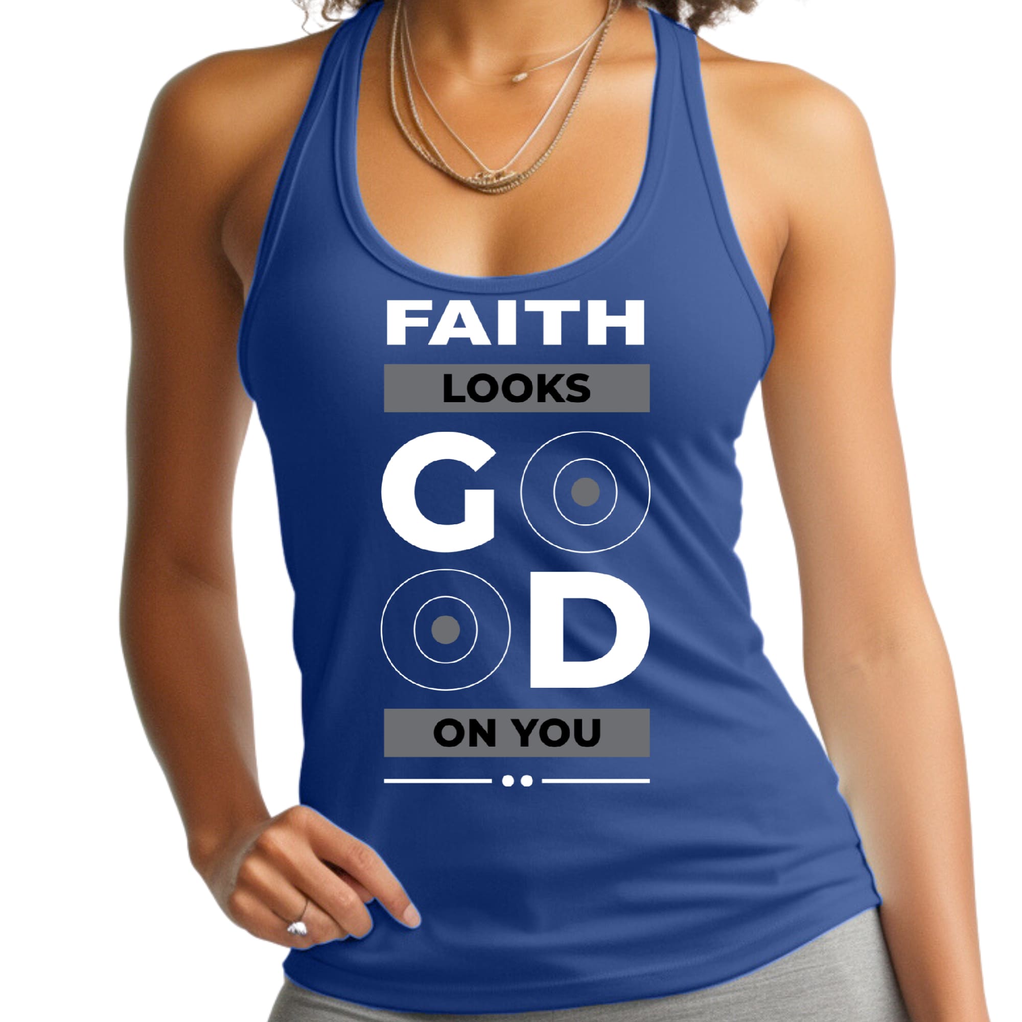 Womens Fitness Tank Top Graphic T-shirt Faith Looks Good