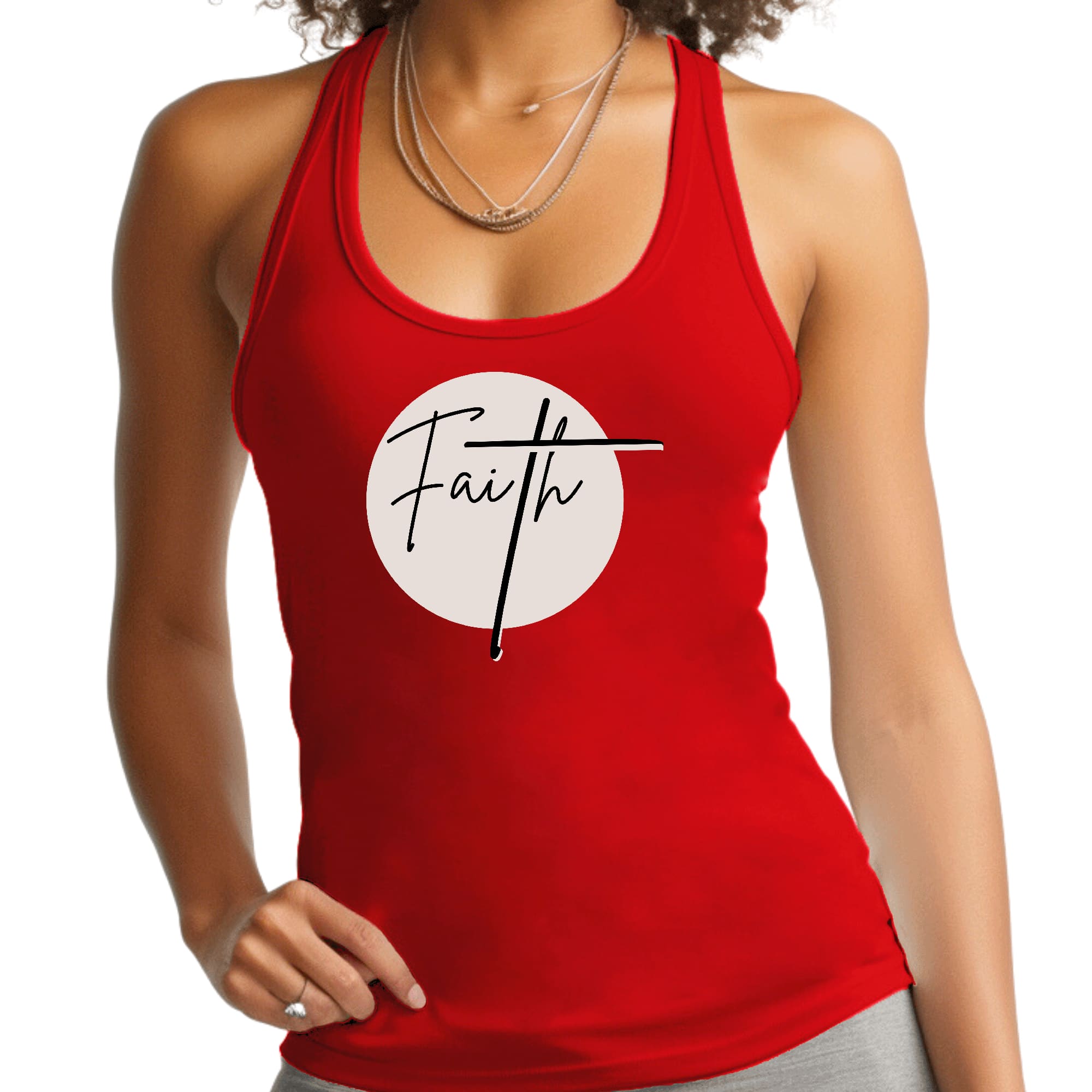 Womens Fitness Tank Top Graphic T-shirt Faith Print