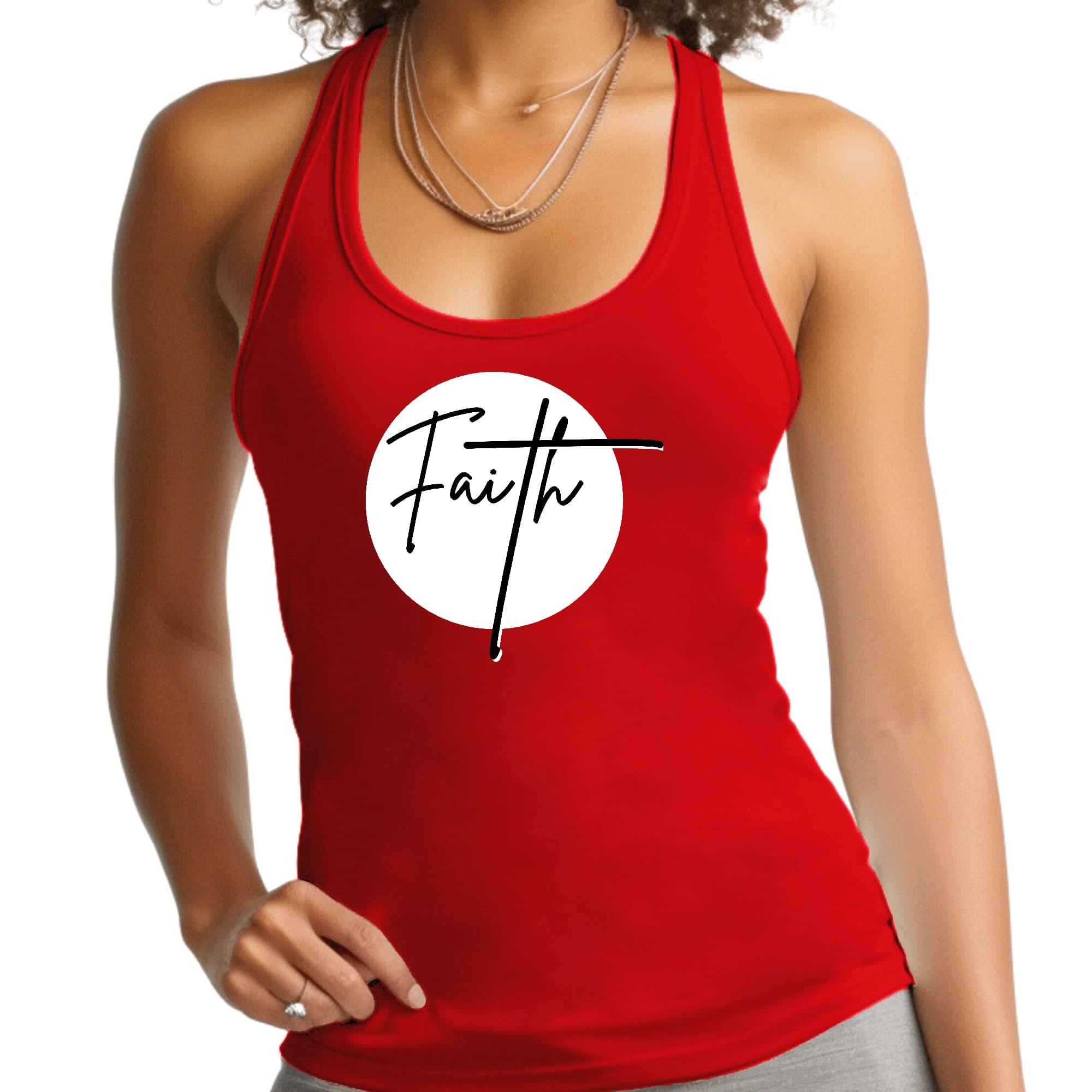 Womens Fitness Tank Top Graphic T-shirt Faith Print