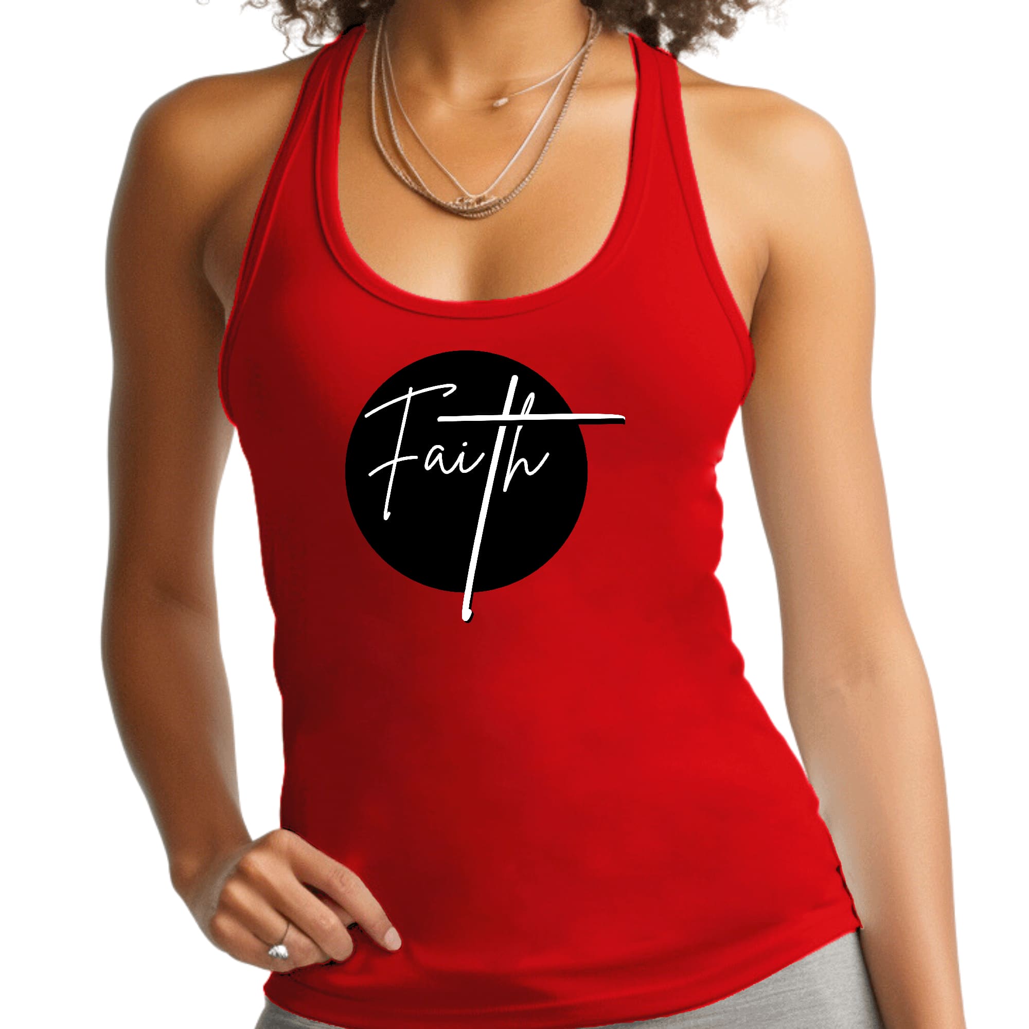 Womens Fitness Tank Top Graphic T-shirt - Faith Print