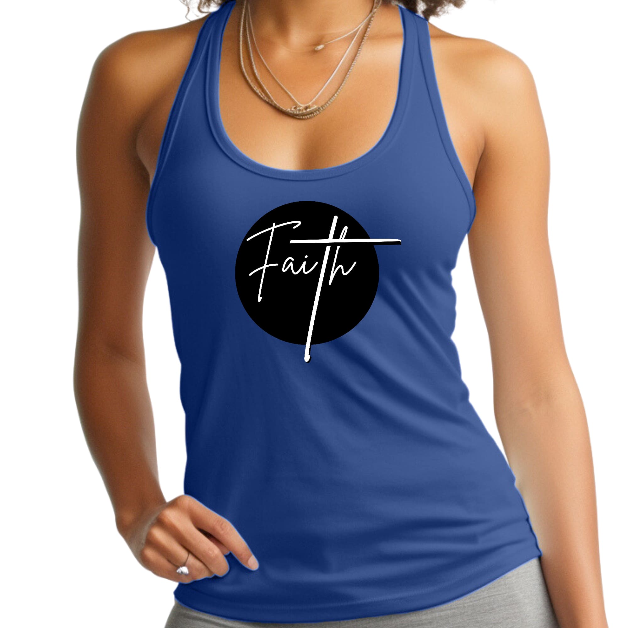 Womens Fitness Tank Top Graphic T-shirt - Faith Print