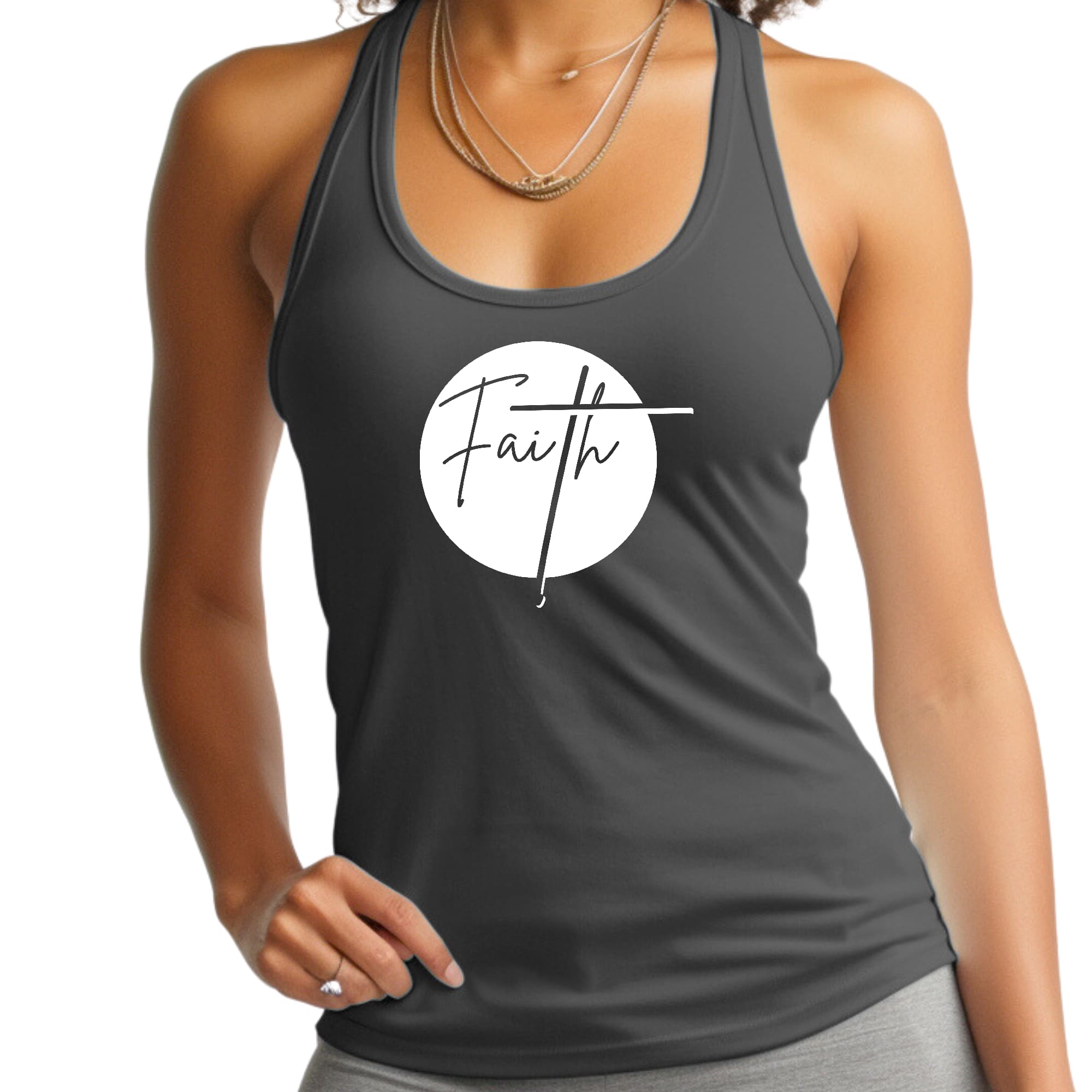Womens Fitness Tank Top Graphic T-shirt Faith