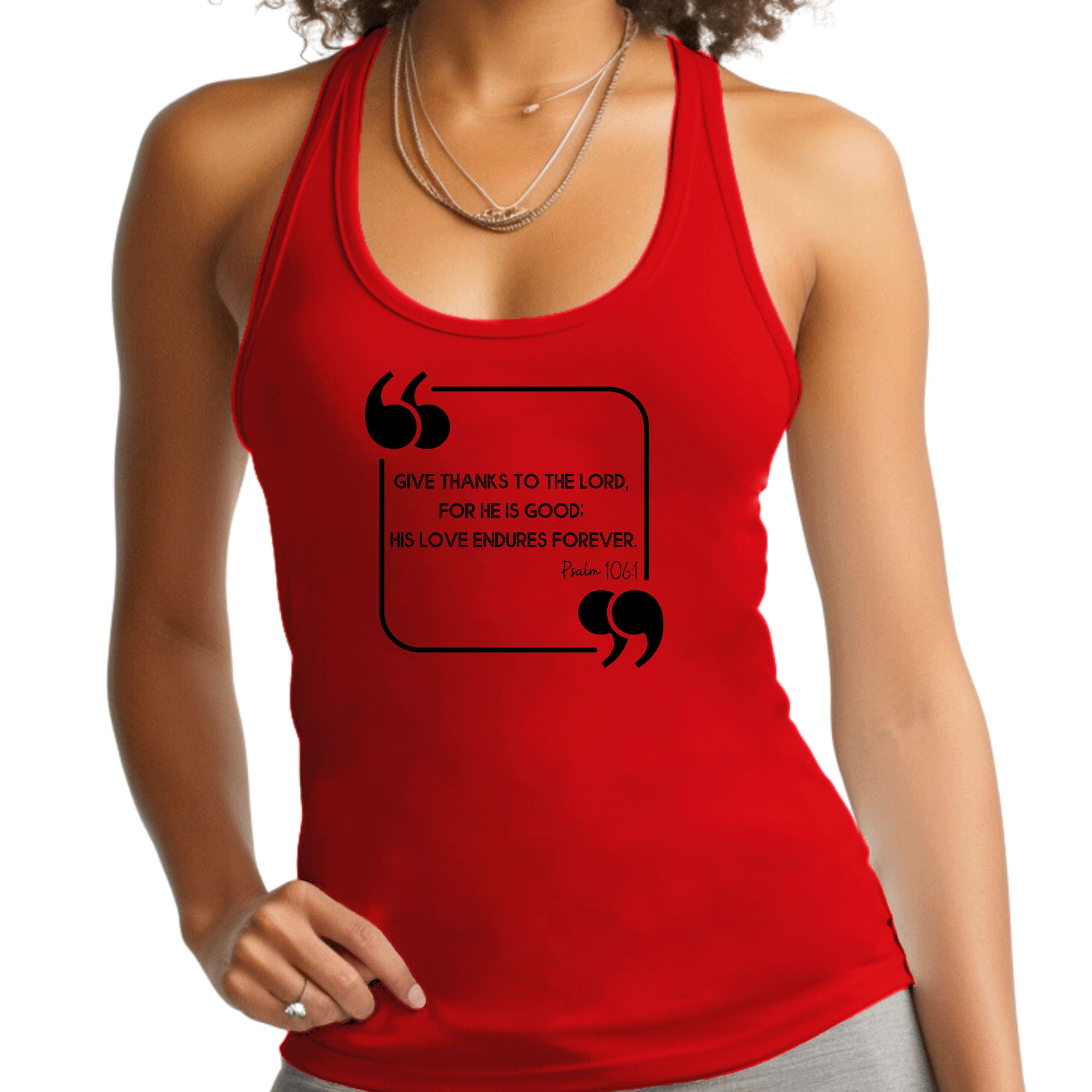 Womens Fitness Tank Top Graphic T-shirt - Give Thanks to the Lord