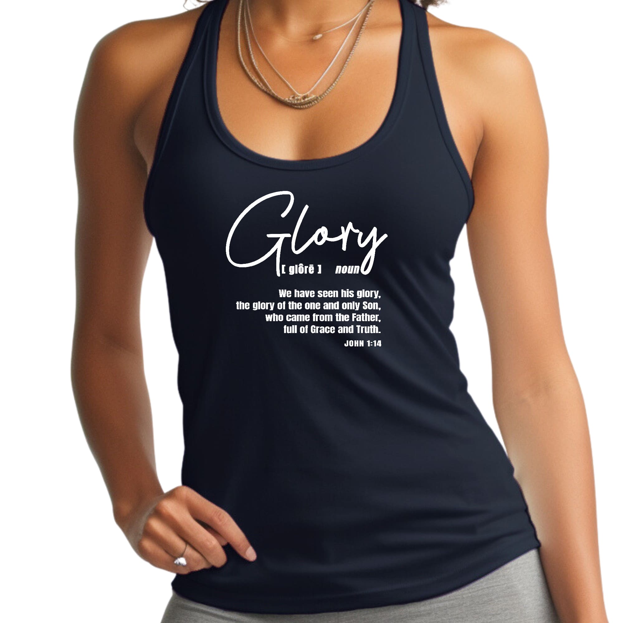 Womens Fitness Tank Top Graphic T-shirt Glory - Christian Inspiration