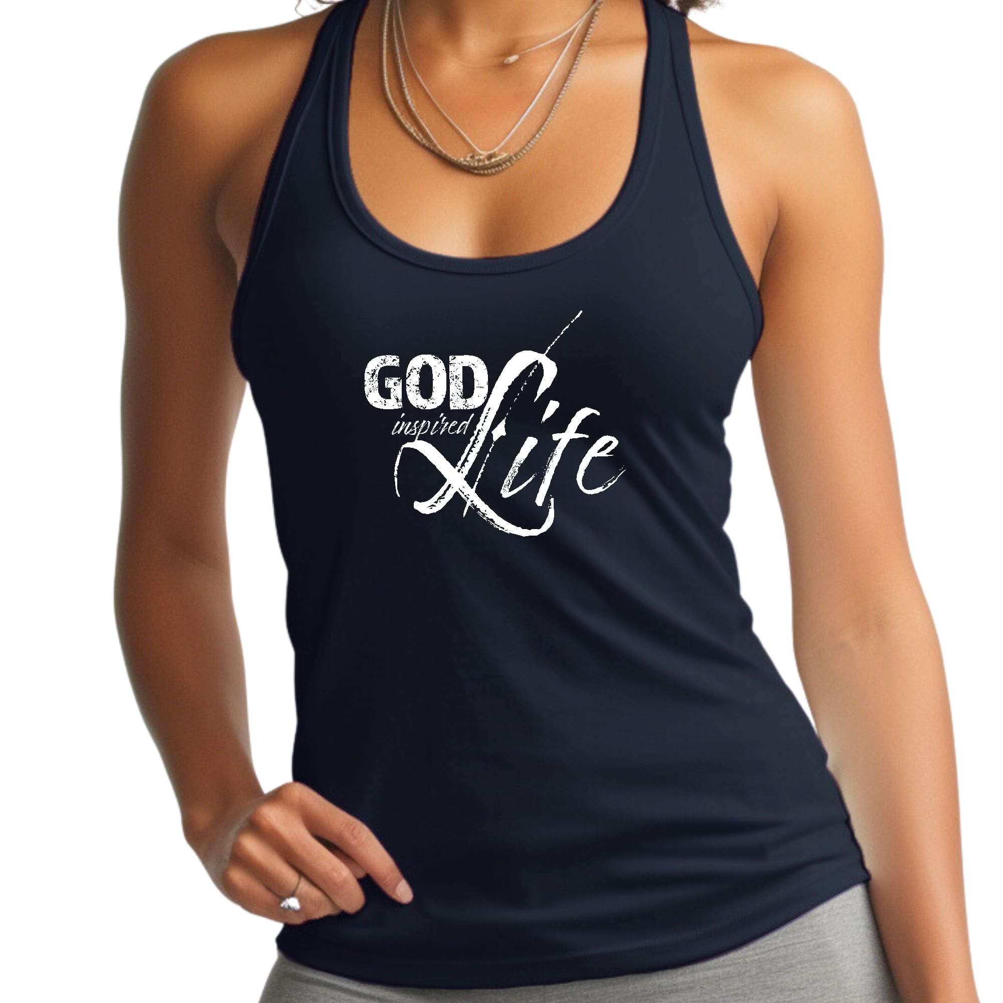 Womens Fitness Tank Top Graphic T-shirt God Inspired Life