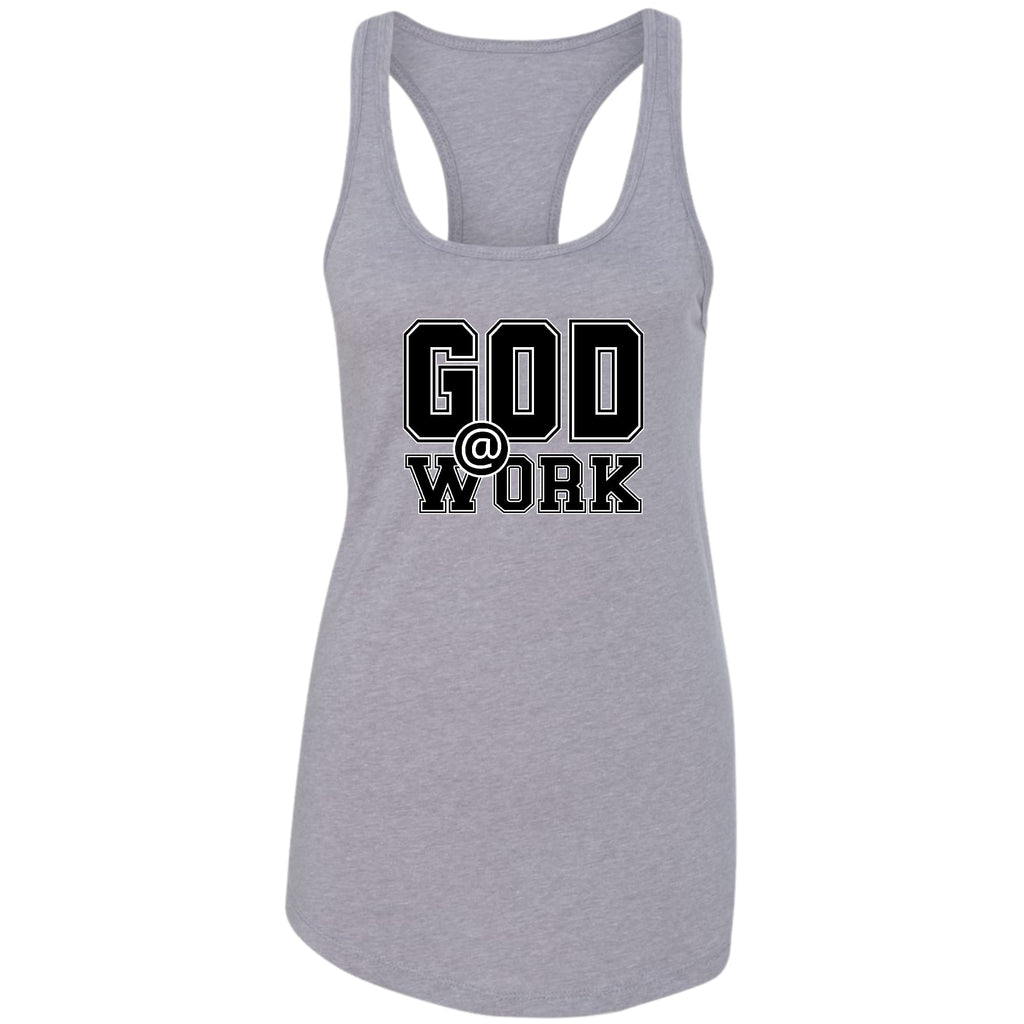 Womens Fitness Tank Top Graphic T-shirt - God @ Work Print