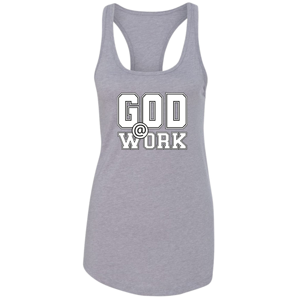 Womens Fitness Tank Top Graphic T-shirt - God @ Work Print