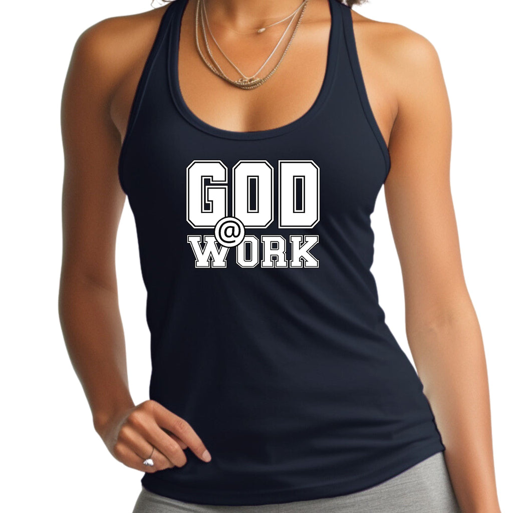 Womens Fitness Tank Top Graphic T-shirt - God @ Work Print