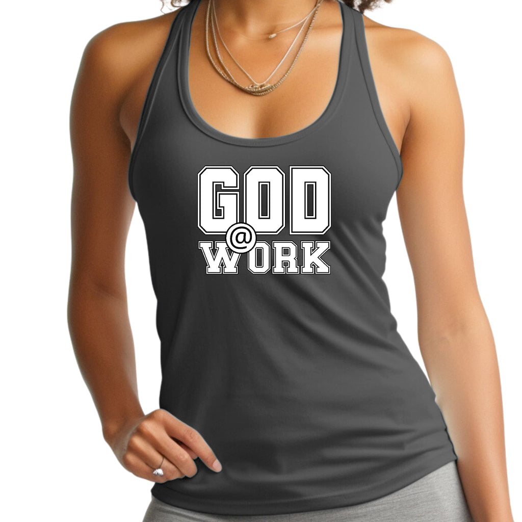 Womens Fitness Tank Top Graphic T-shirt - God @ Work Print