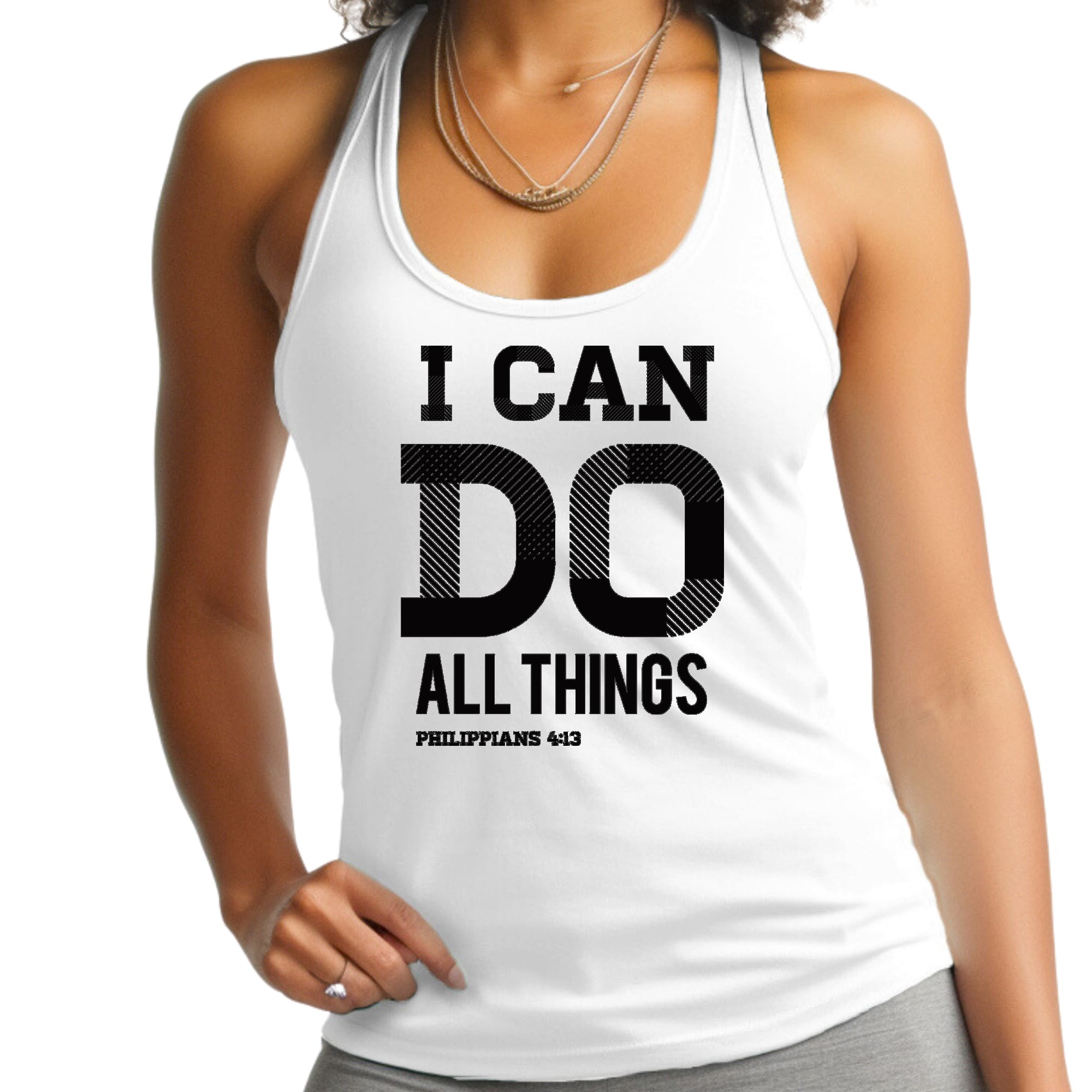 Womens Fitness Tank Top Graphic T-shirt - i can do All Things