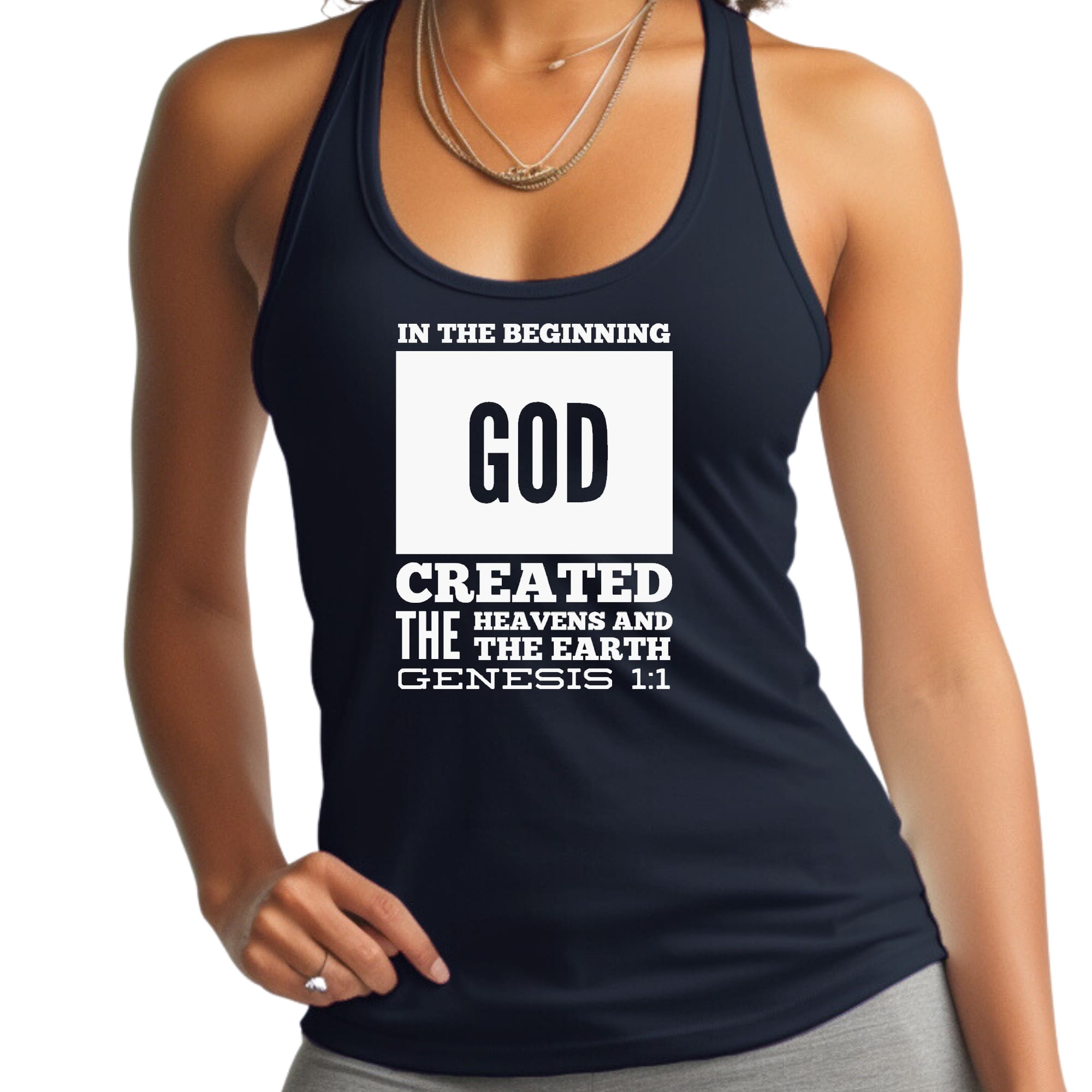Womens Fitness Tank Top Graphic T-shirt in the Beginning Print