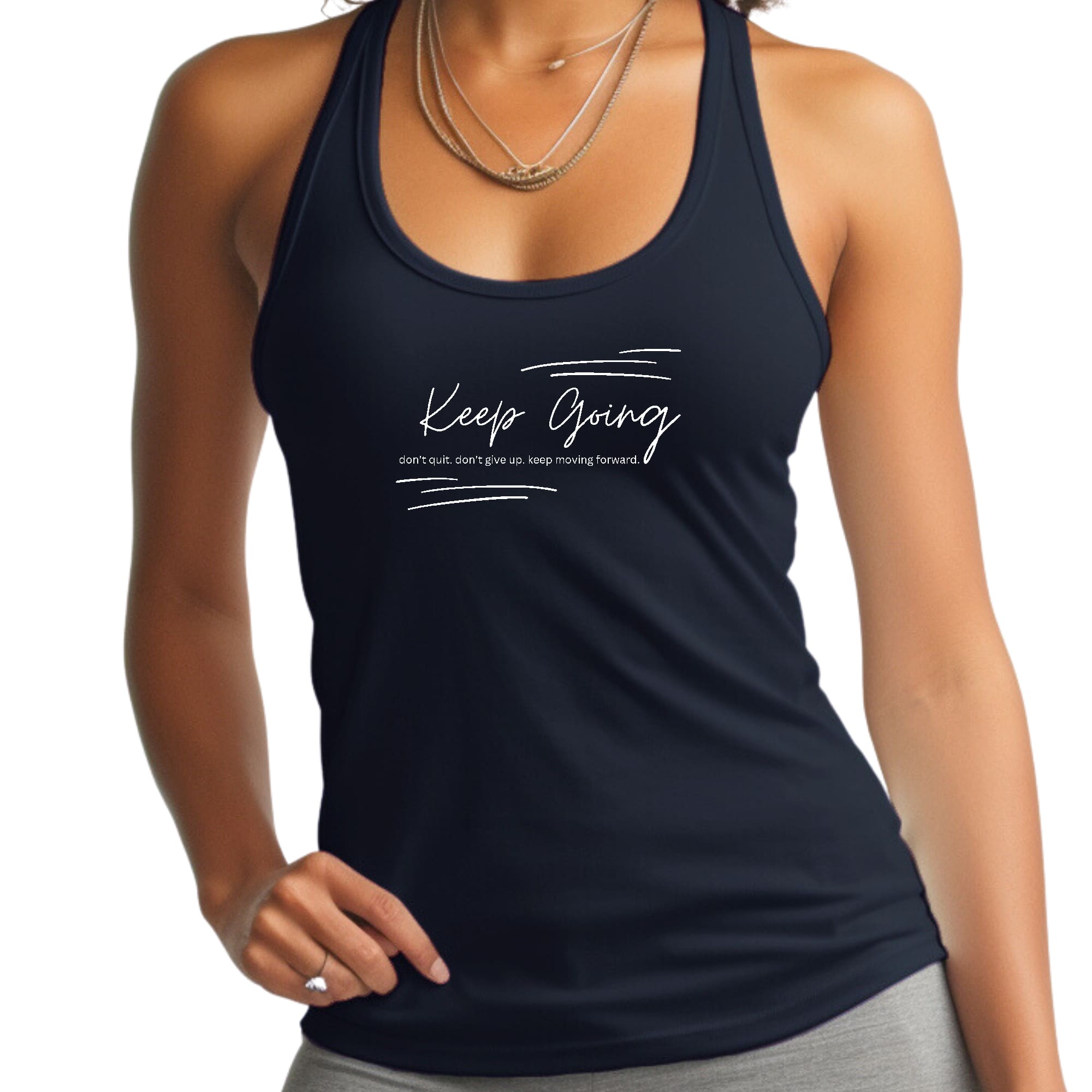 Womens Fitness Tank Top Graphic T-shirt Keep Going Don't Give Up -