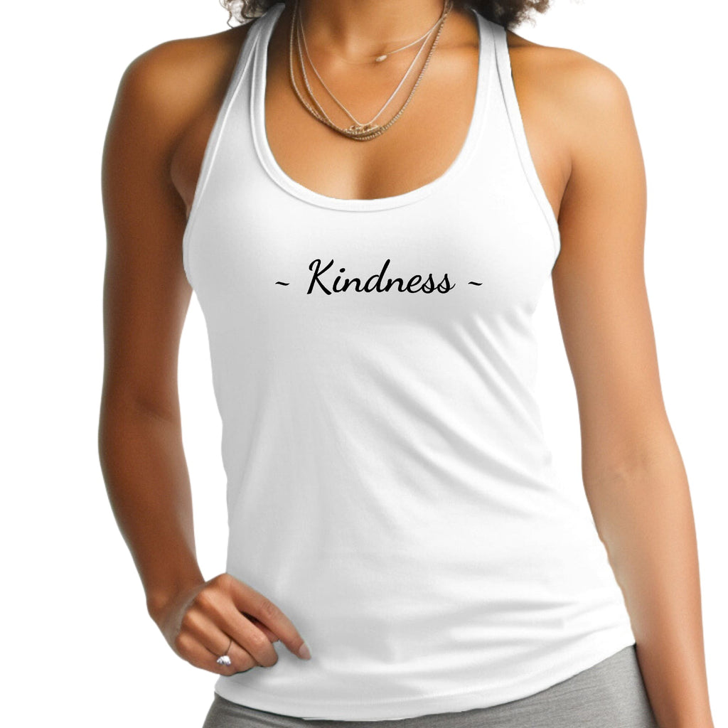 Womens Fitness Tank Top Graphic T-shirt - Kindness Black Print