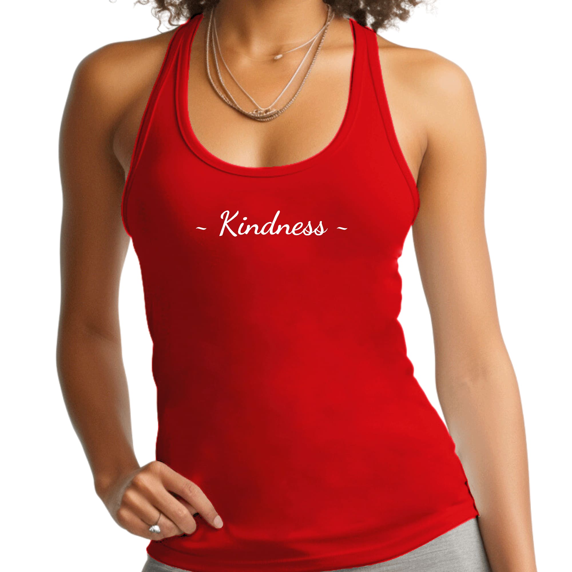 Womens Fitness Tank Top Graphic T-shirt Kindness White Print
