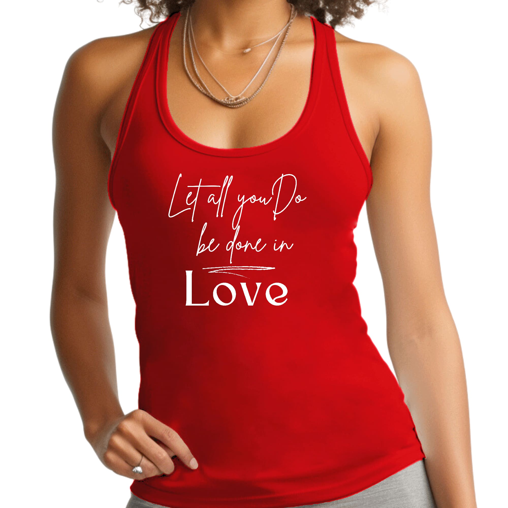 Womens Fitness Tank Top Graphic T-shirt Let All you do be Done in Love