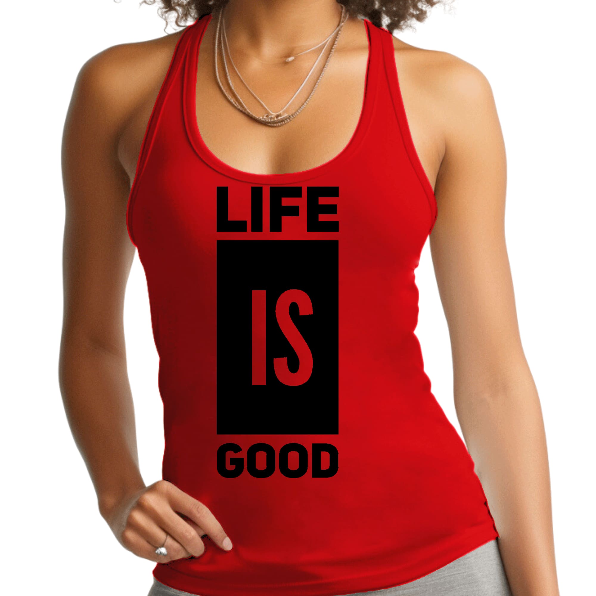 Womens Fitness Tank Top Graphic T-shirt - Life is Good